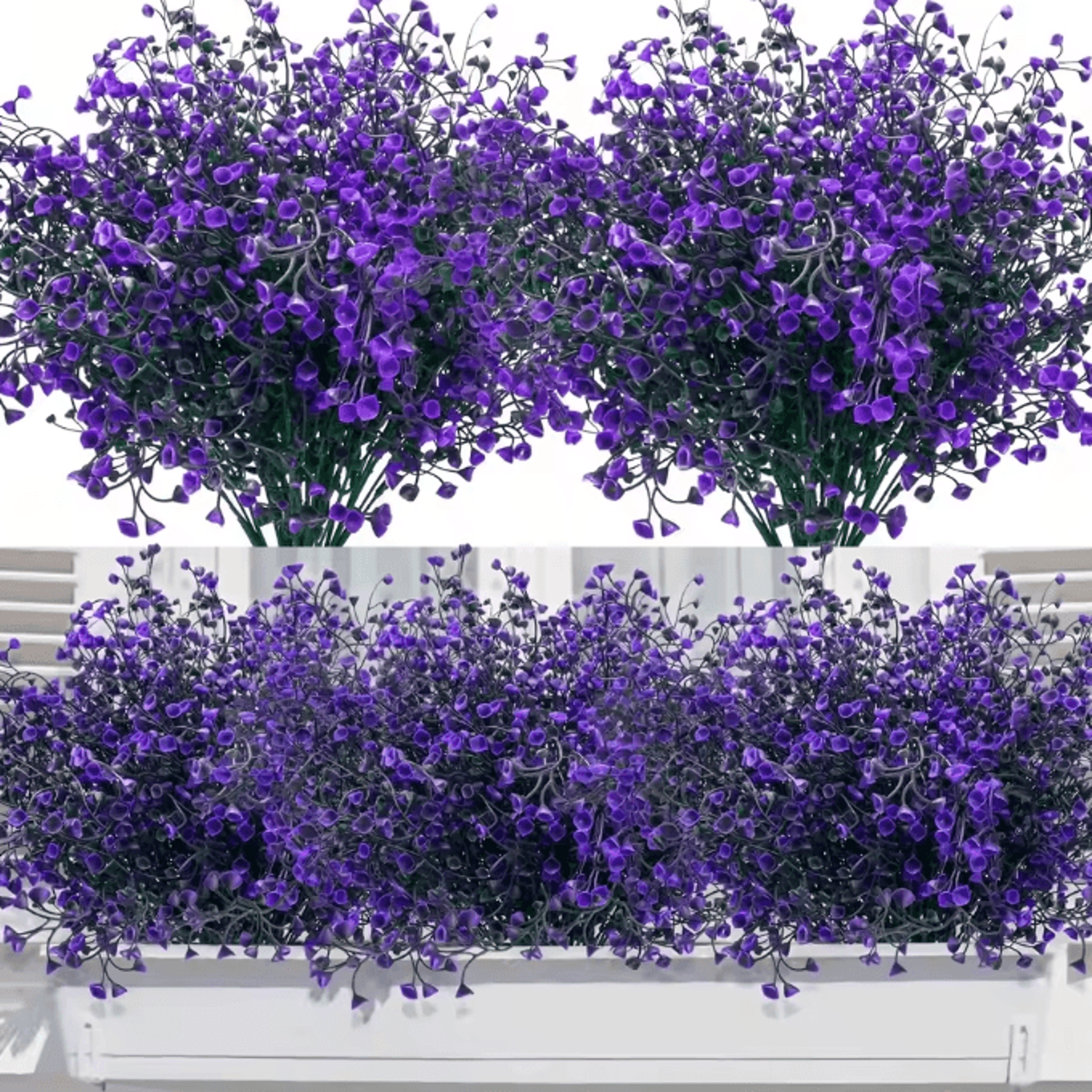 12 Bundles UV Resistant Artificial Outdoor Flowers  Lifelike Plastic Shrubs For Garden  Window Box  6