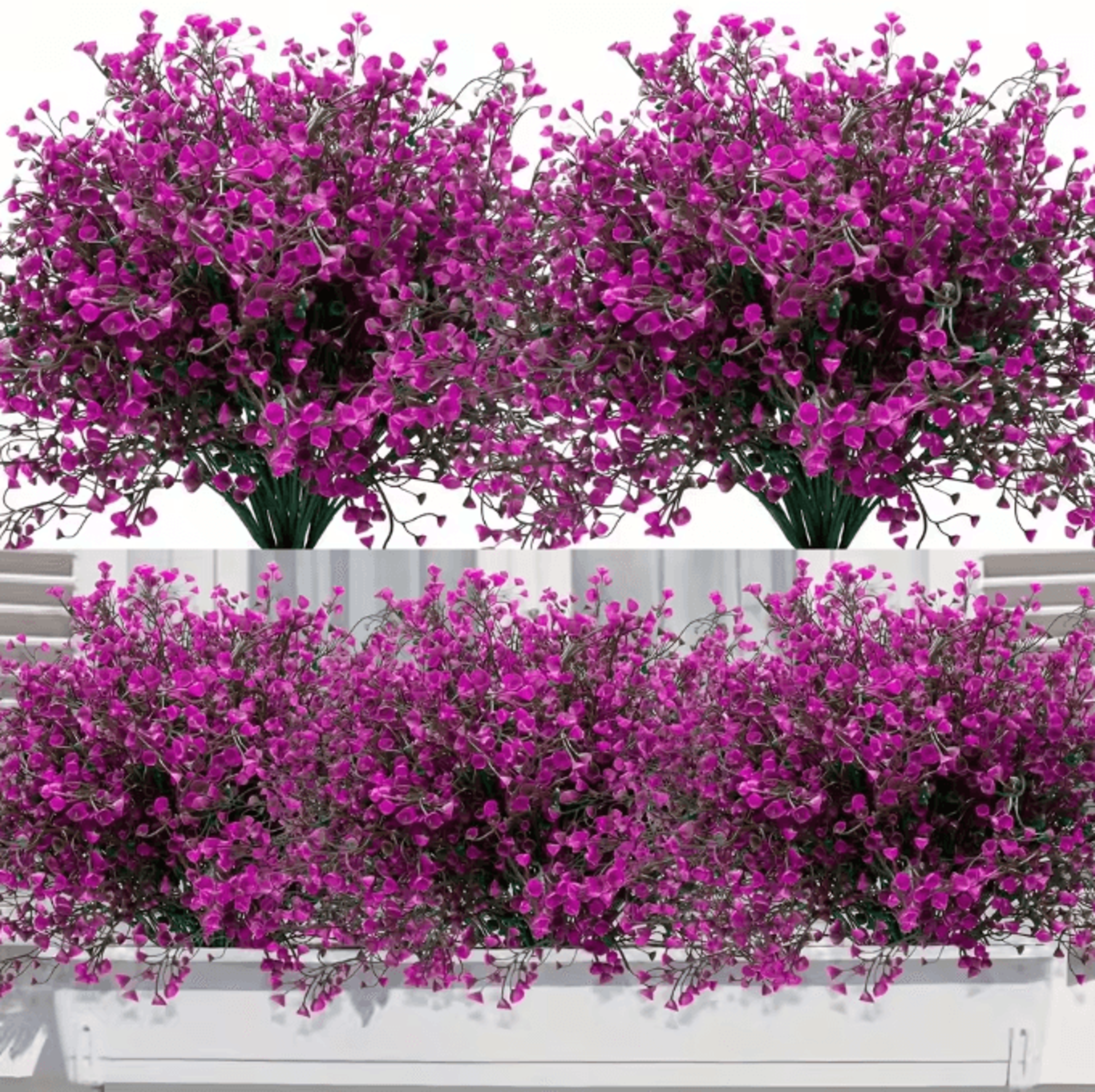 12 Bundles UV Resistant Artificial Outdoor Flowers  Lifelike Plastic Shrubs For Garden  Window Box  7