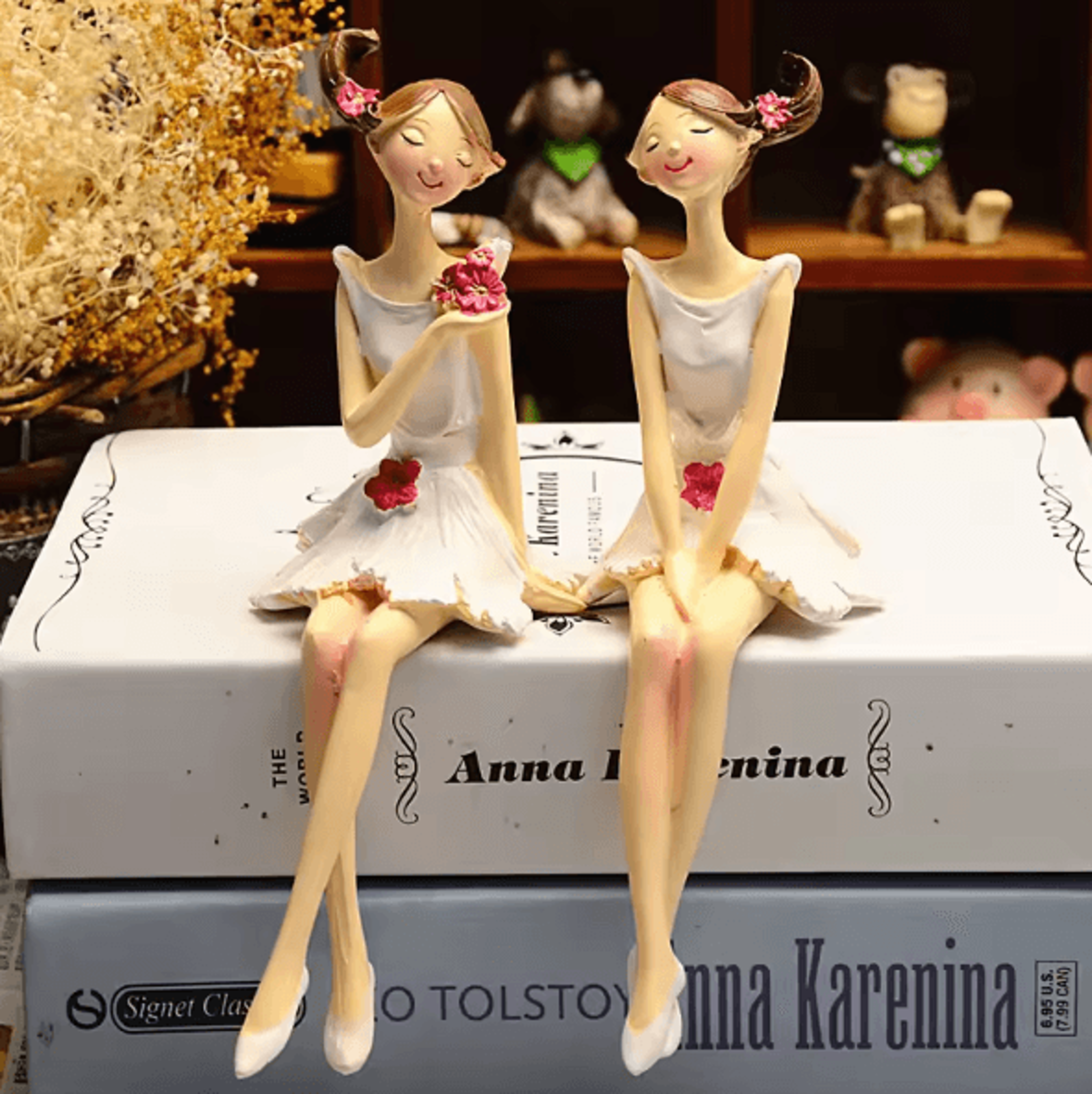 2PCS Angel Fairy Resin Figurines  Elegant Nordic Style Home  Wedding Decor 0