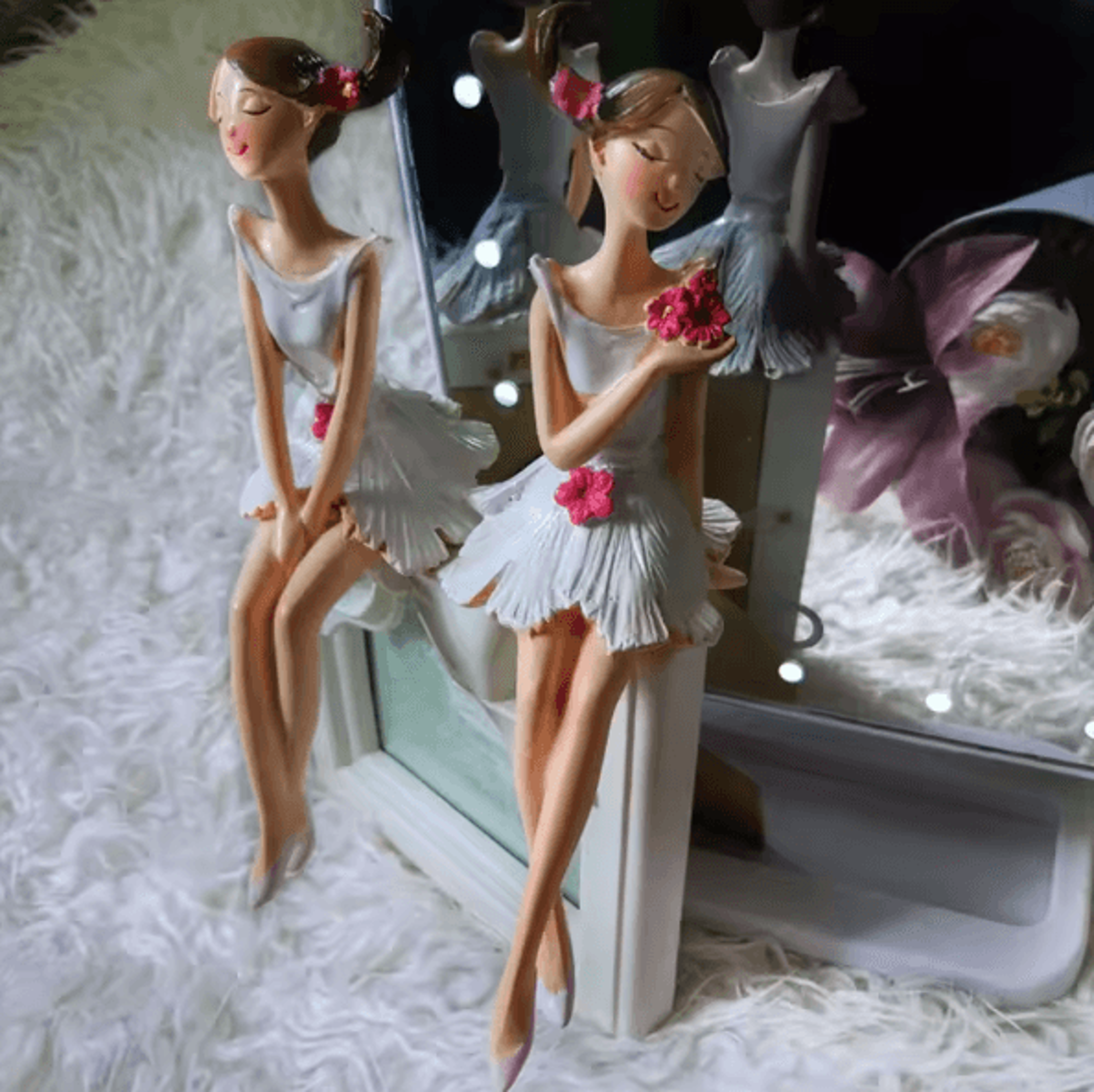 2PCS Angel Fairy Resin Figurines  Elegant Nordic Style Home  Wedding Decor 3