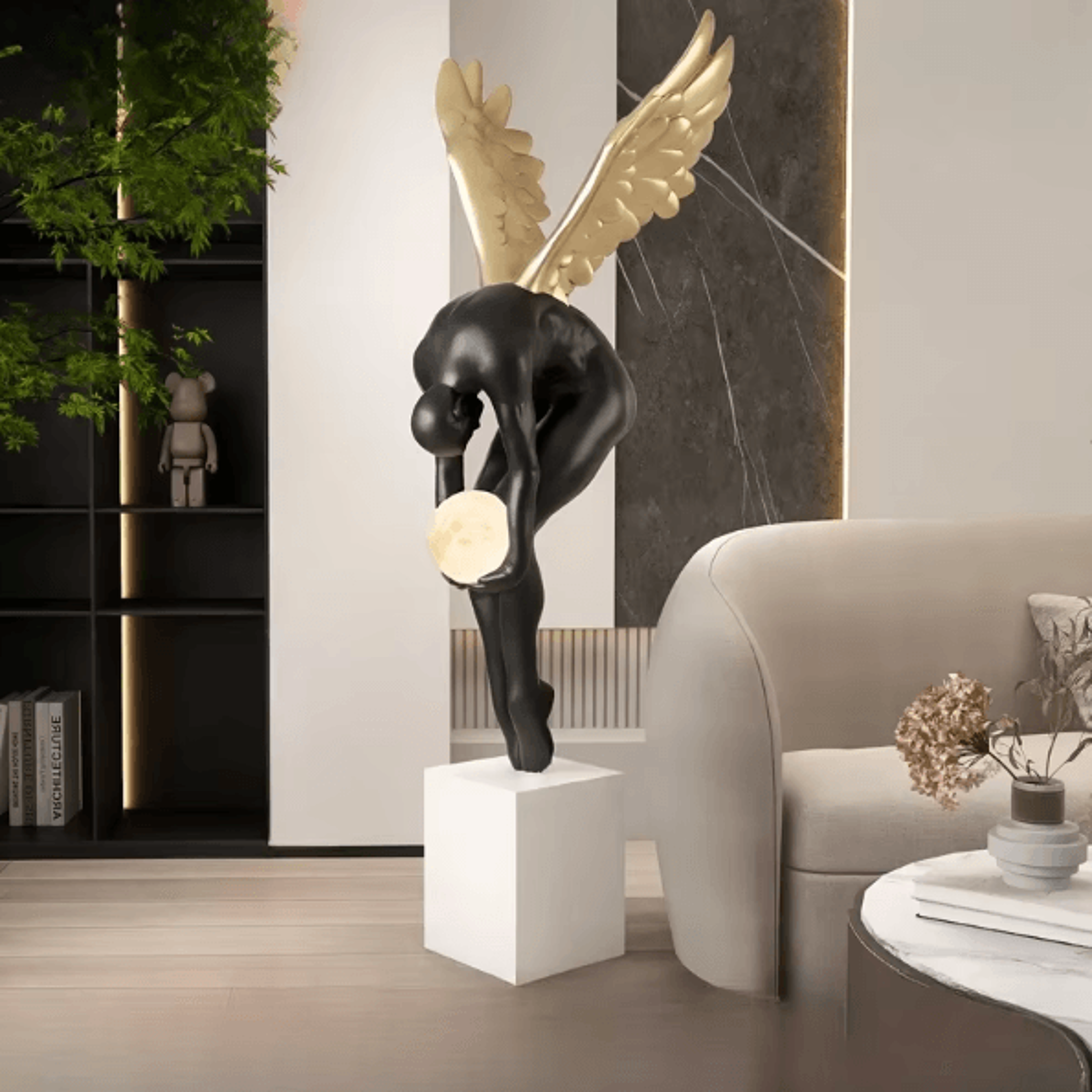 Gradient Violent Bear Statue  Luxury Resin Mirror Sculpture For Modern Living Room Decor 2