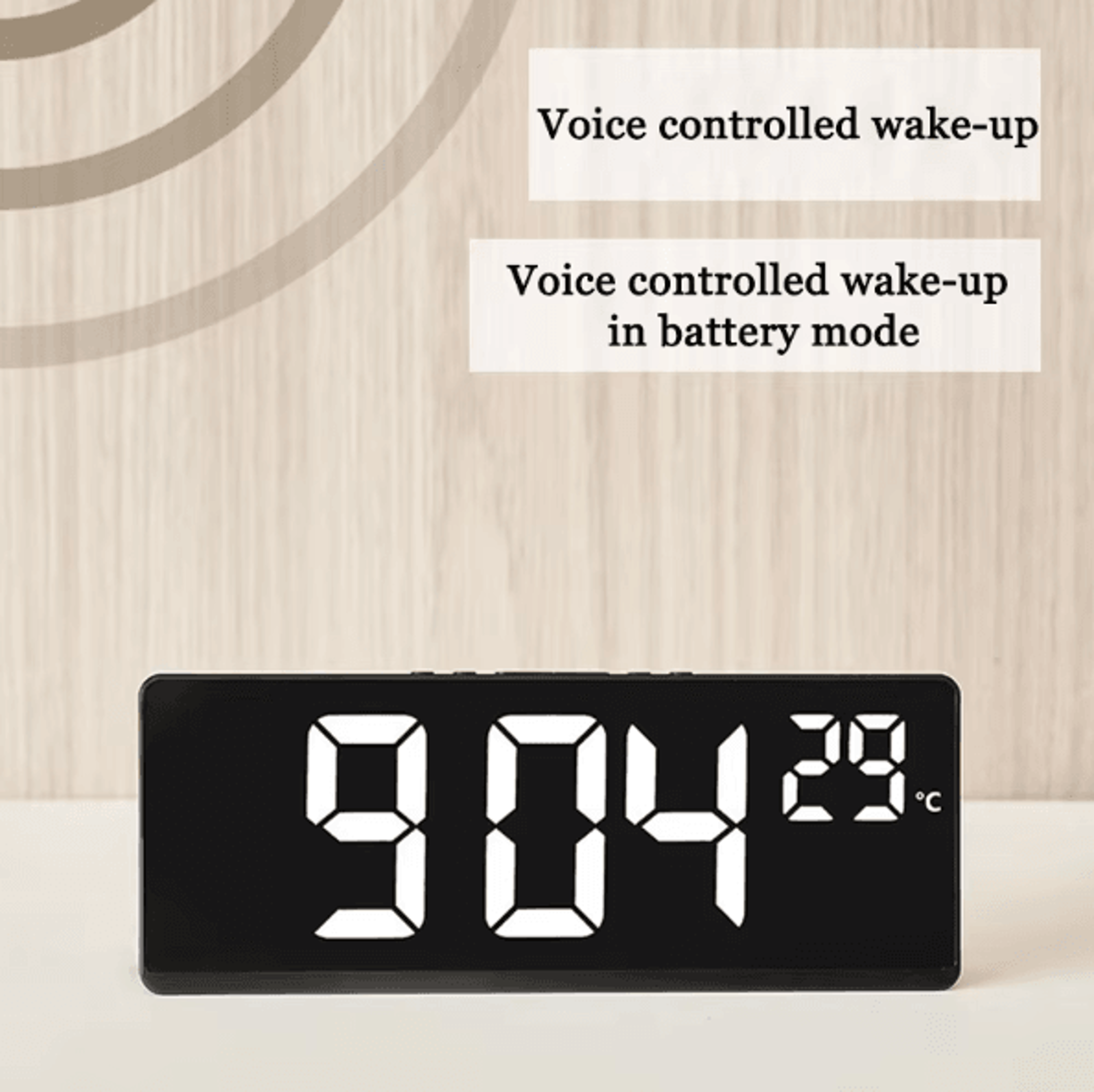 Voice Control LED Digital Alarm Clock  Temperature Display Desk Clock With Night Mode 3