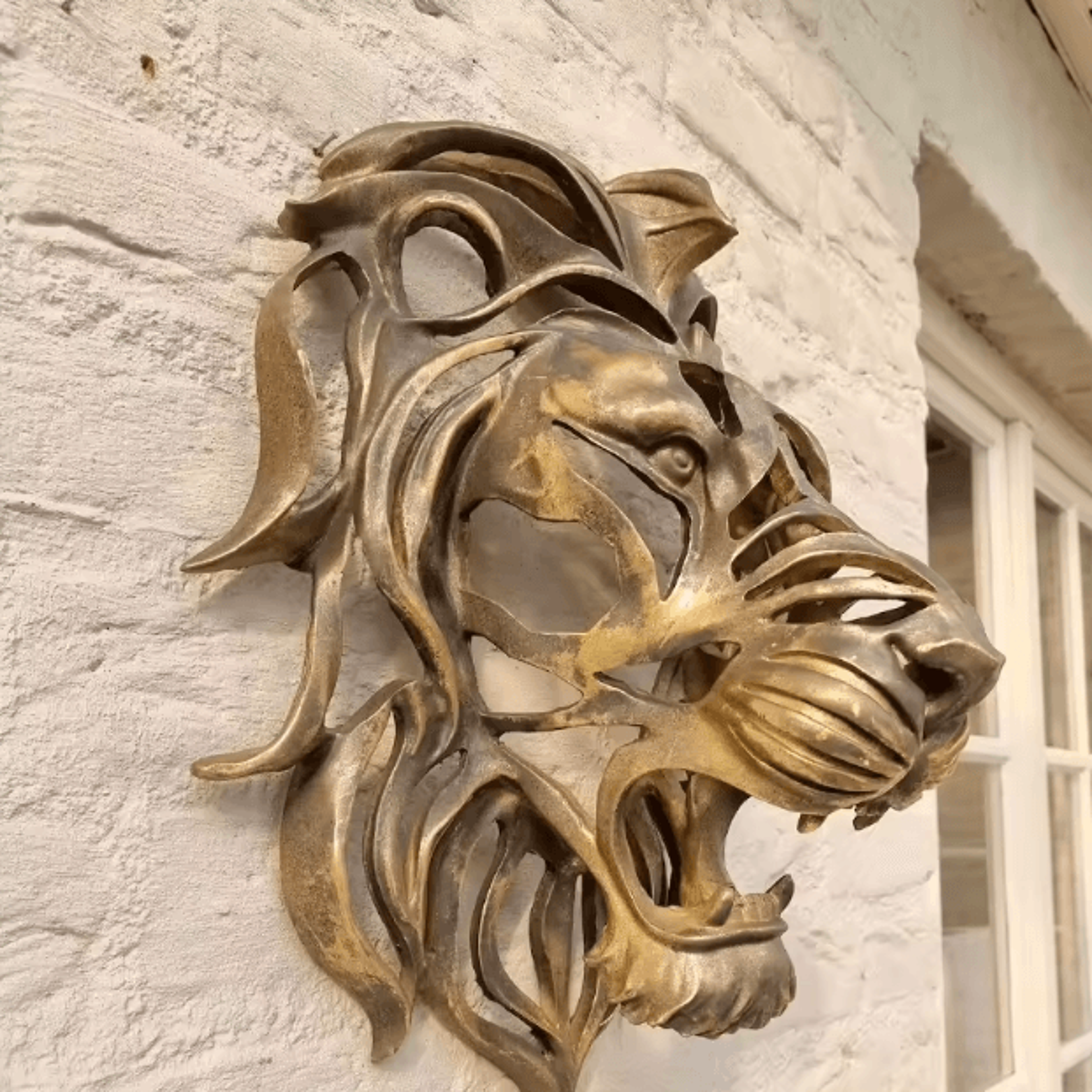 Large Gold Lion Head Wall Sculpture  Luxury Resin Wall Art For Living Room  Bedroom Decor 0