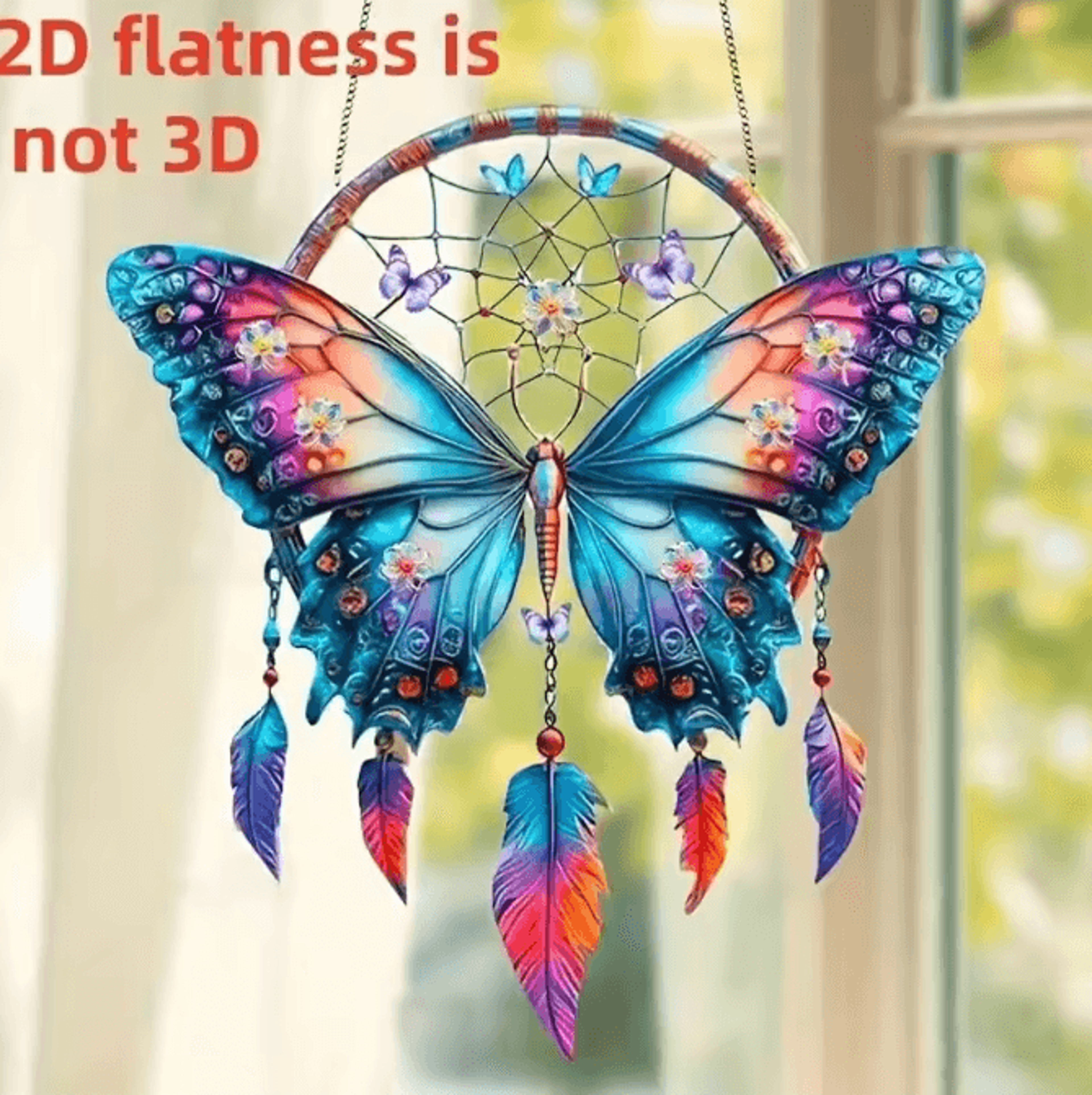 Shiny Butterfly Feather Pendant Decor  Elegant Hanging Ornament For Home  Gifts 0