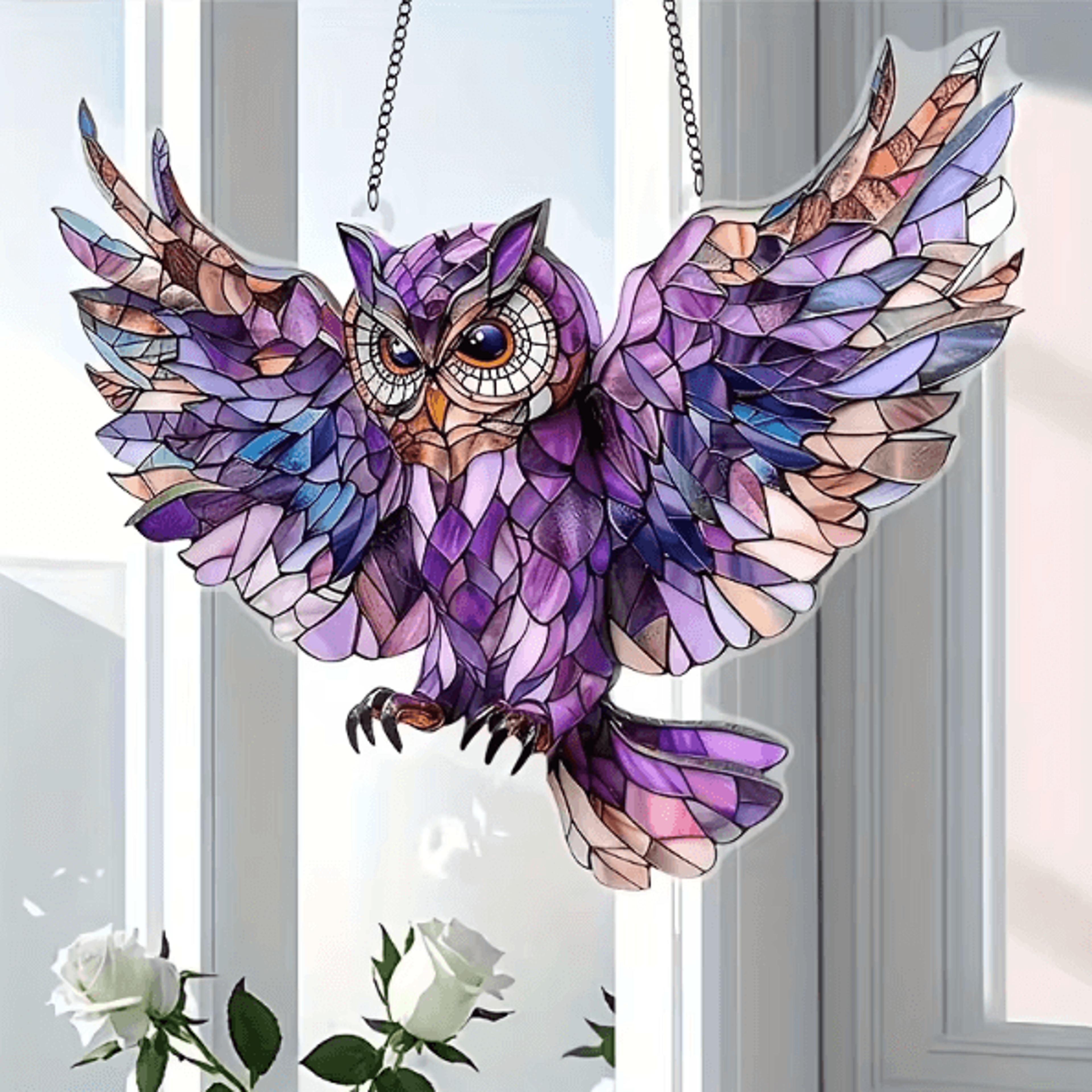 Colorful Owl Hanging Wall Decor  Decorative Plastic Bird Ornament For Home  Gifts 2