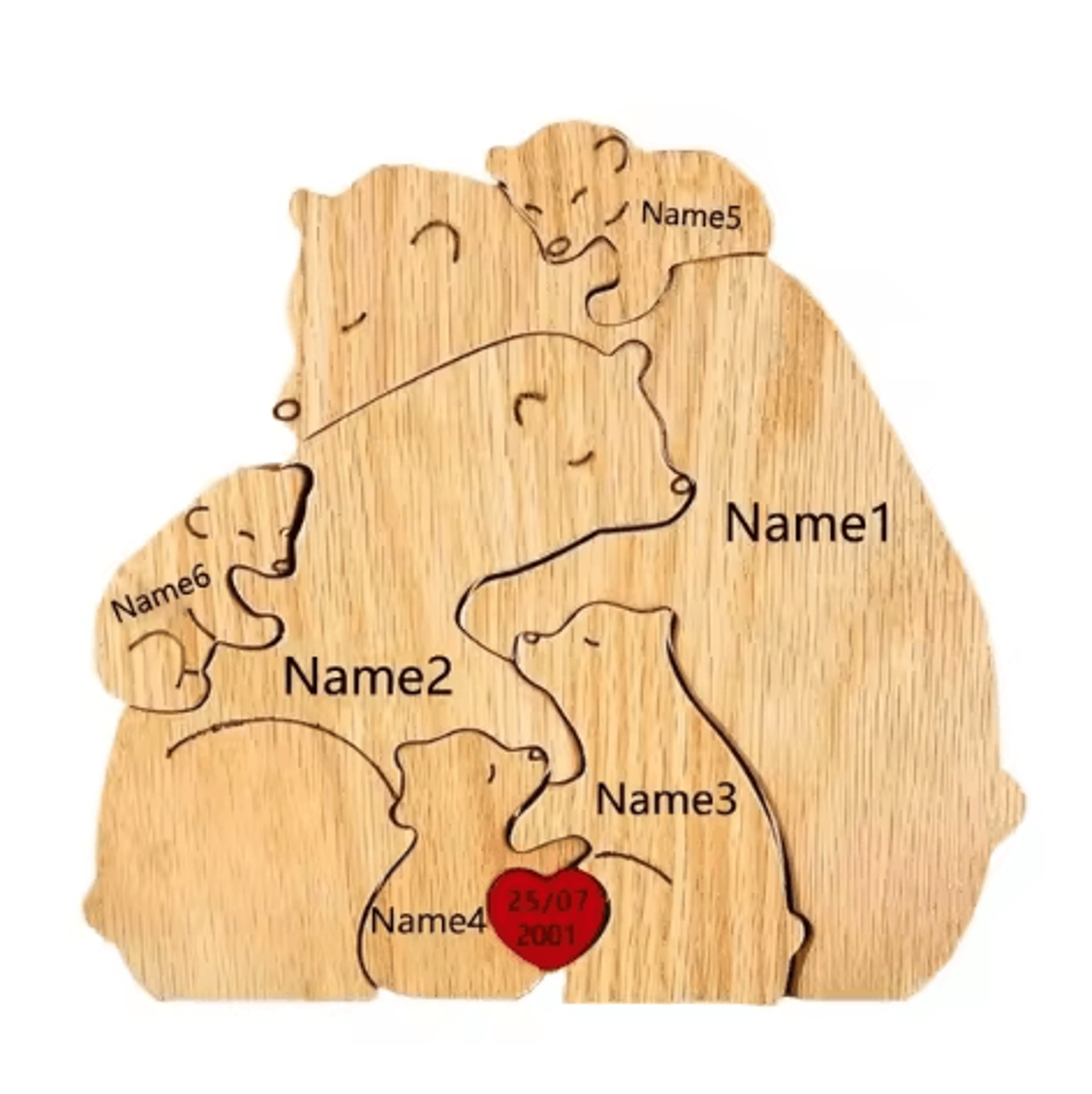 Custom Name Bear Puzzle Ornament  Personalized Family Wooden Decor Keepsake 7