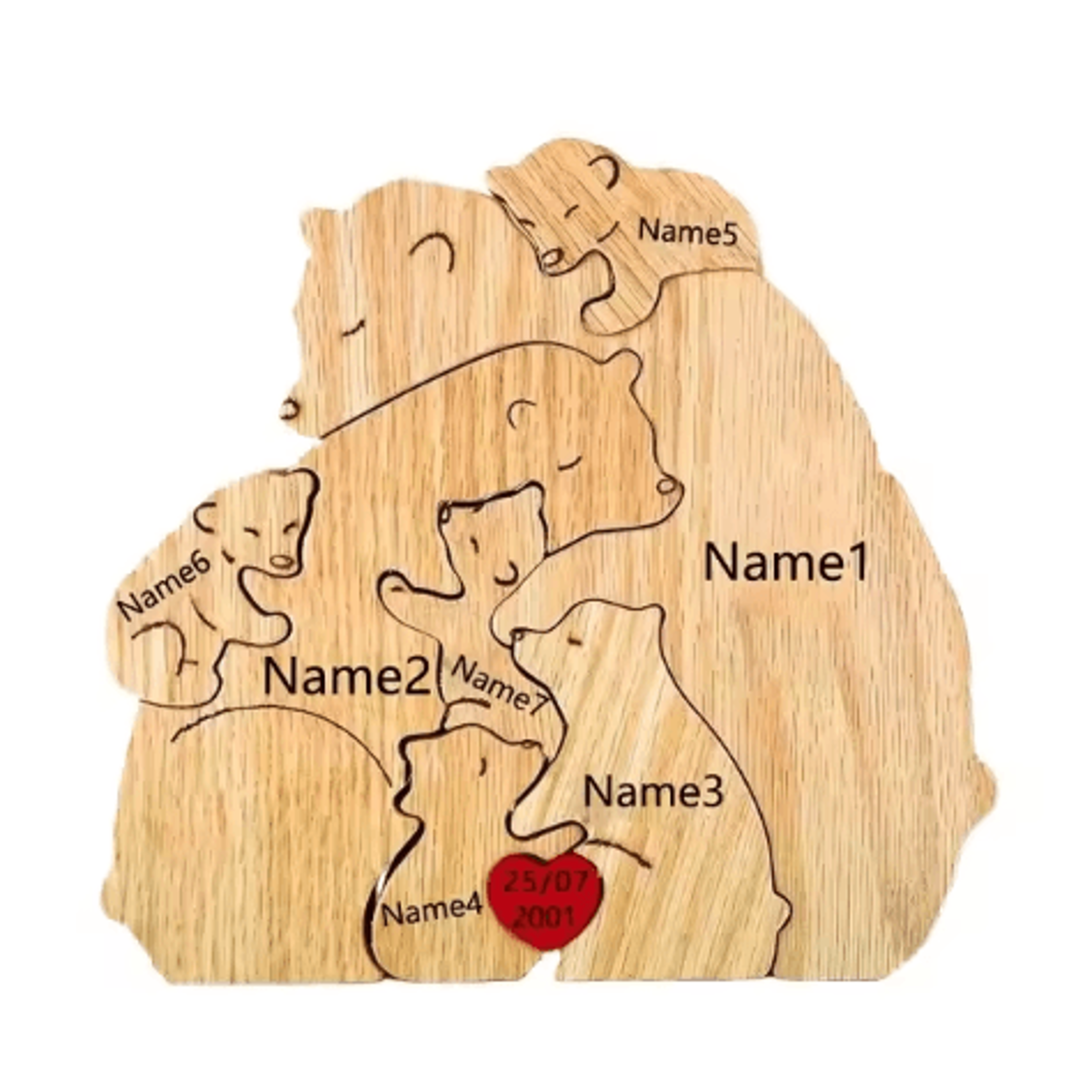 Custom Name Bear Puzzle Ornament  Personalized Family Wooden Decor Keepsake 8