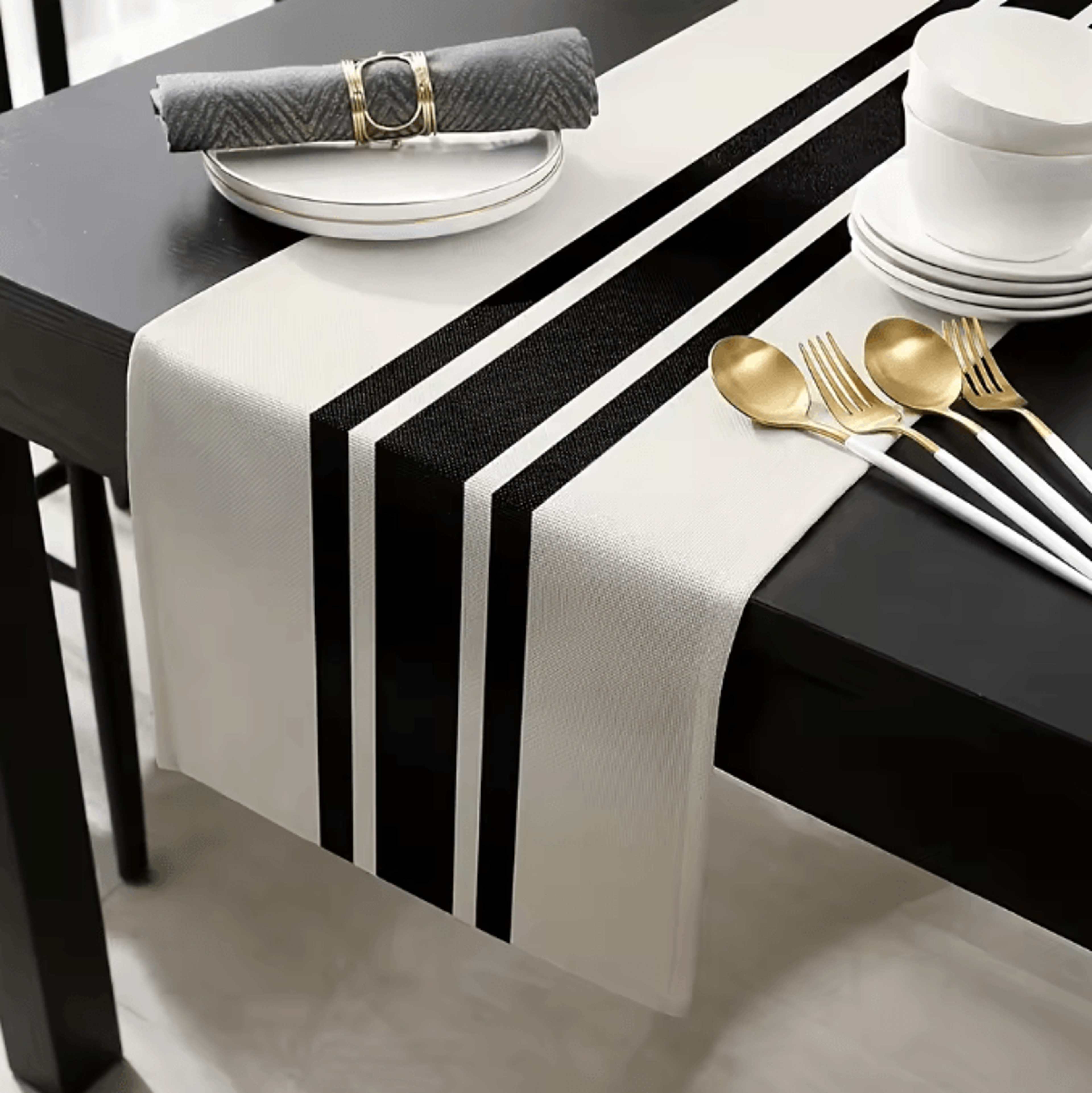 VIKAMA Modern Geometric Table Runner For Outdoor Dining  Party Decor 0