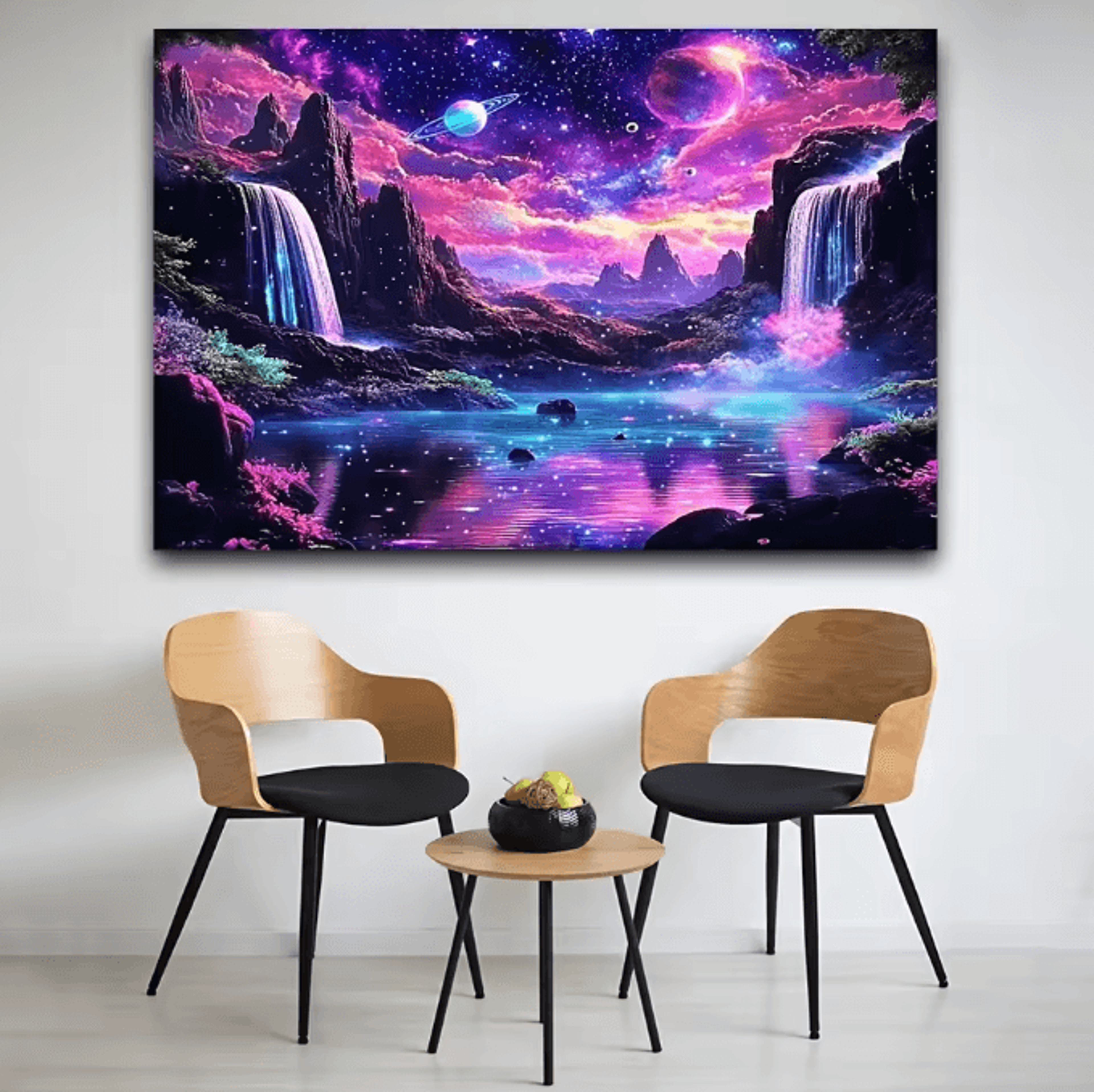 VIKAMA Fantasy Starry Sky Tapestry Glowing Waterfall Galaxy Wall Decor For Living Room 2