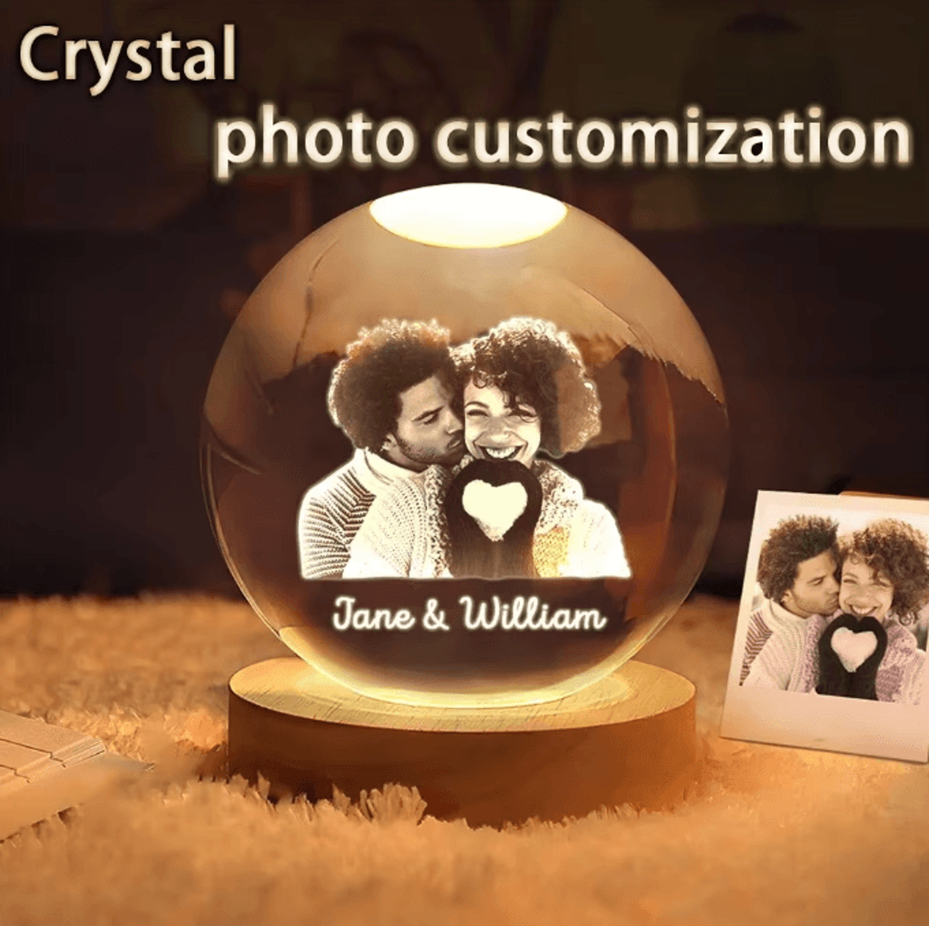 LumiMemories Custom Crystal Ball Night Light Personalized Photo LED Lamp Gift 0