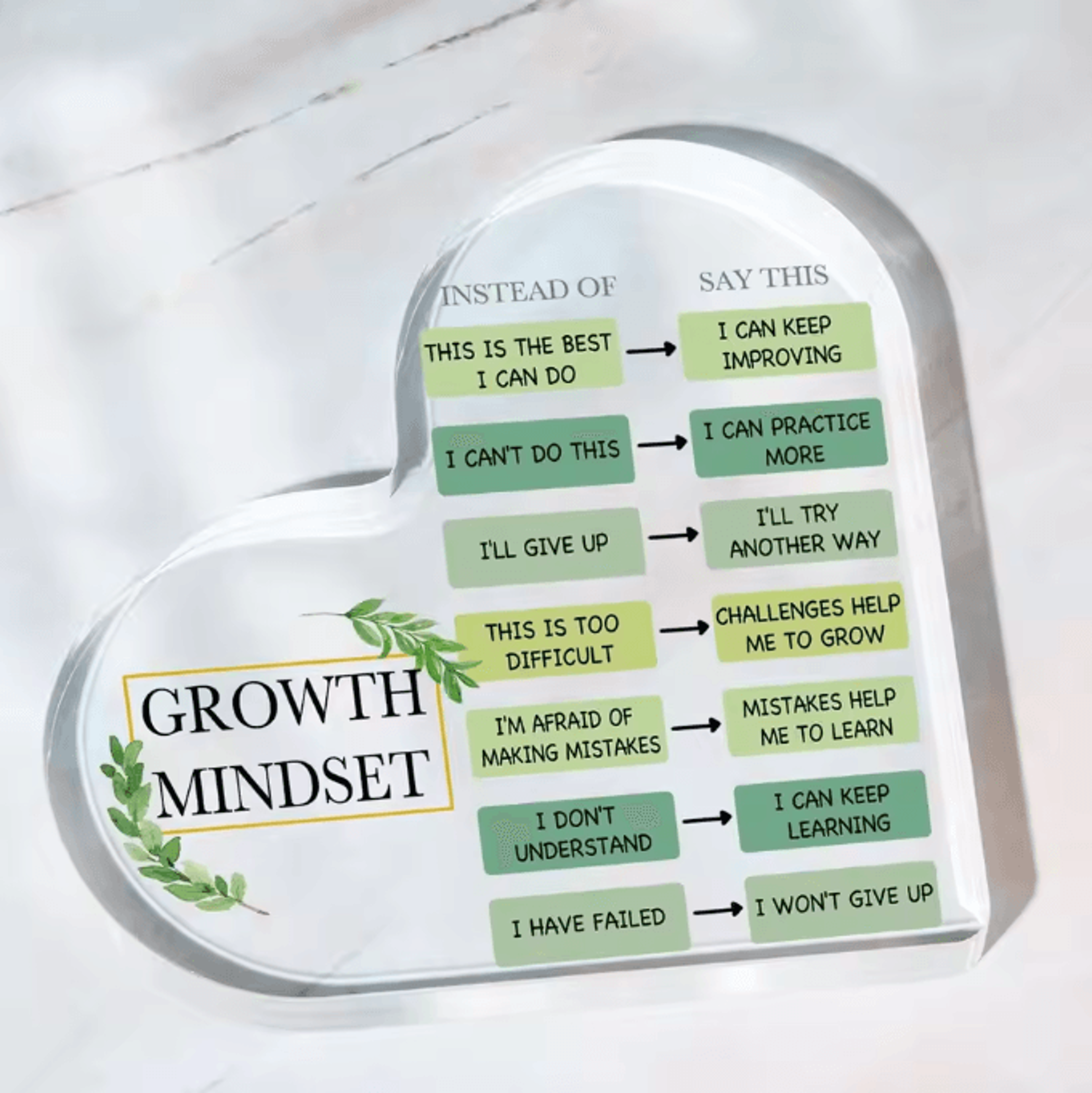 MindShift Growth Mindset Acrylic Inspirational Decor Positive Quote Desk Ornament 1