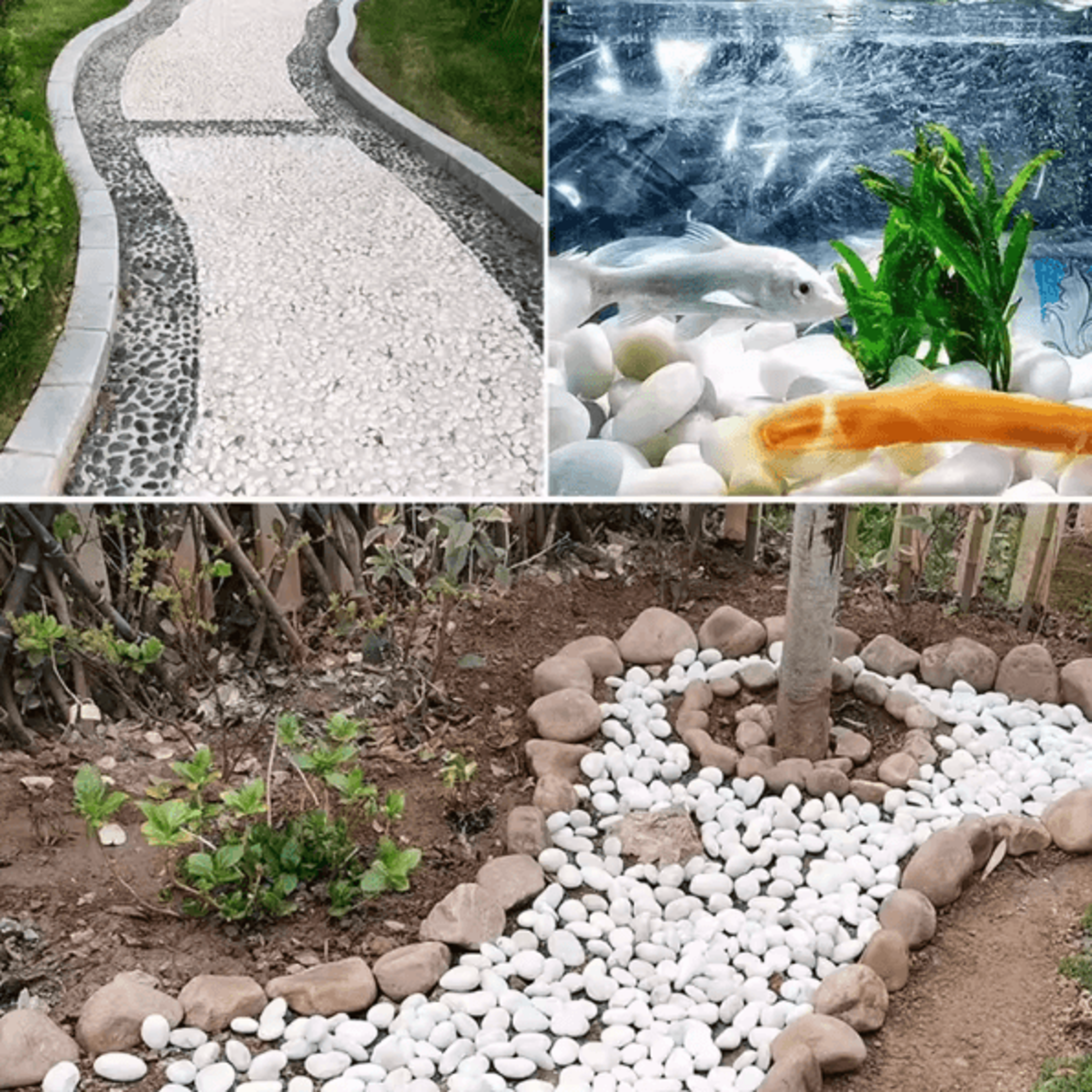 CrystalWhite 300g800g Natural Polished Pebbles Aquarium  Garden Decor Stones 5