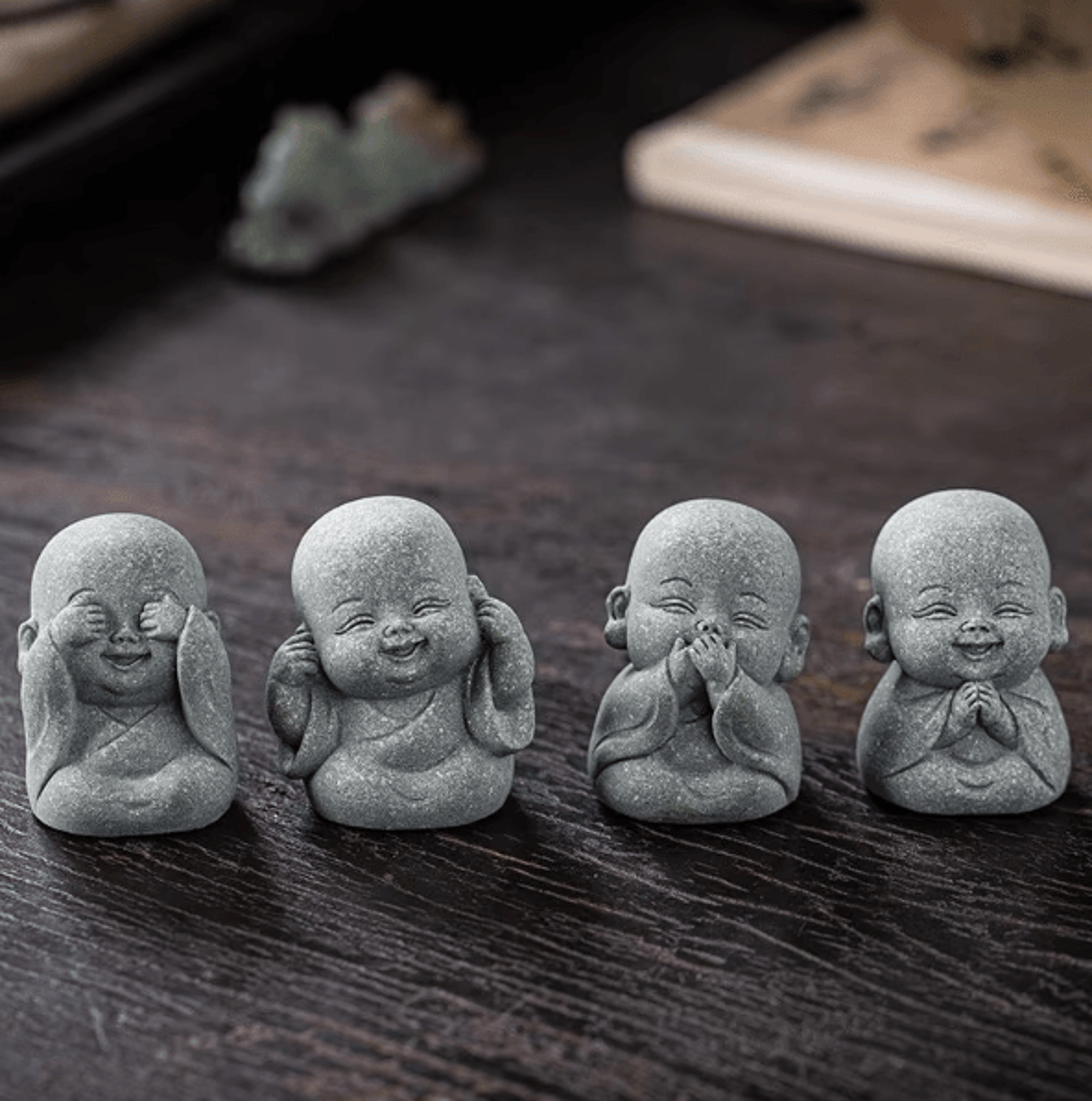 ZenSoul 14PCS Cute Mini Monk Statues Serene Meditation Decor For Desk  Garden 3