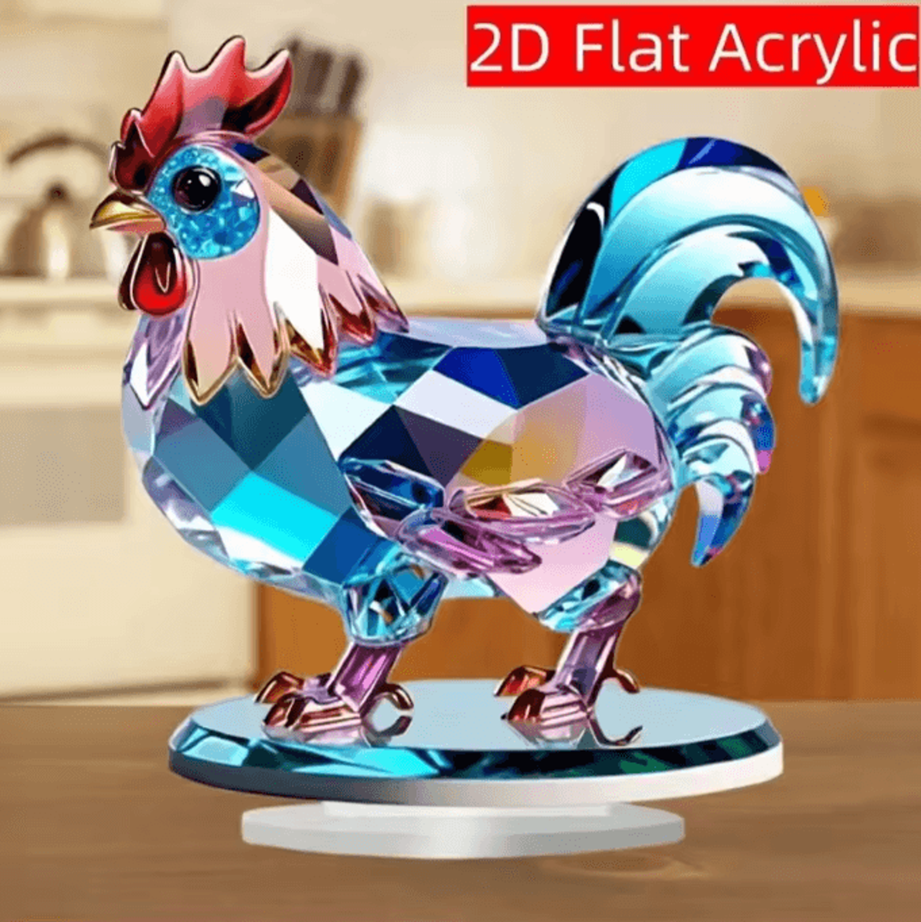 ColorCharm Acrylic Animal Desktop Decoration Cute 2D Figurine Home  Office Decor 0