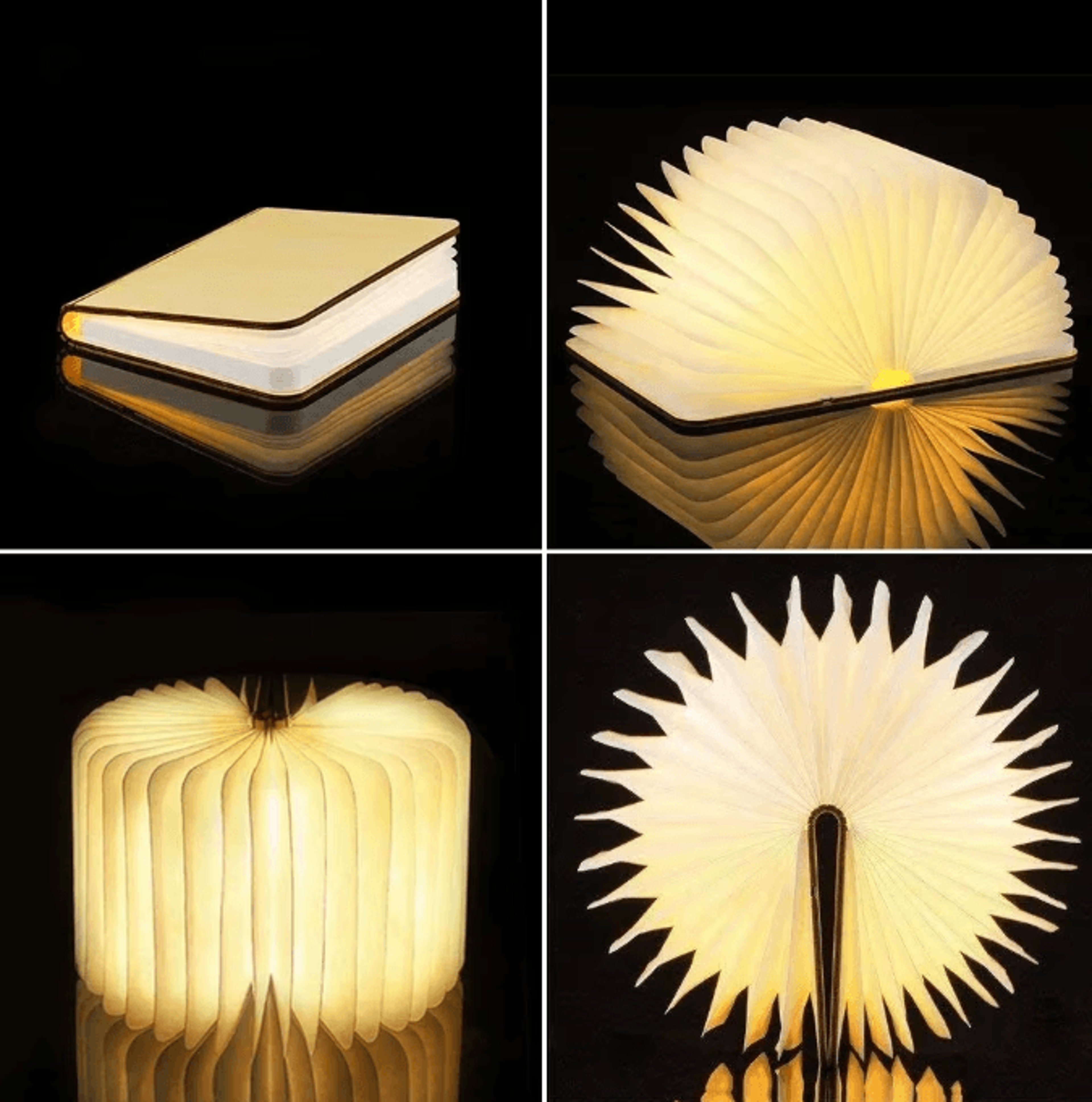 LumiBook 3D Folding Wooden LED Book Light RGB USB Rechargeable Night Lamp Decor 4