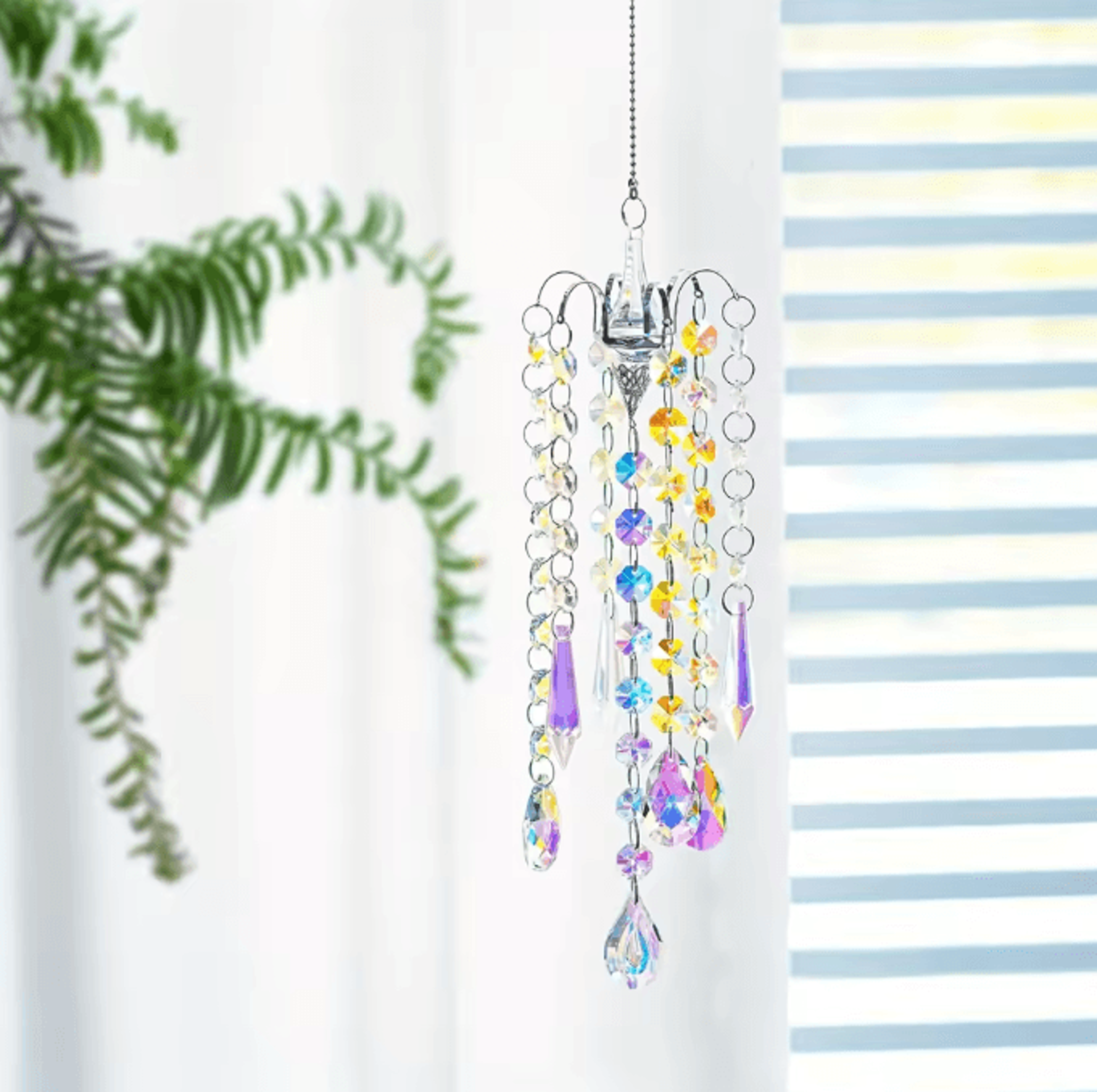 CrystalGlow Chandelier Wind Chime Suncatcher Prism Rainbow Hanging Decor 1