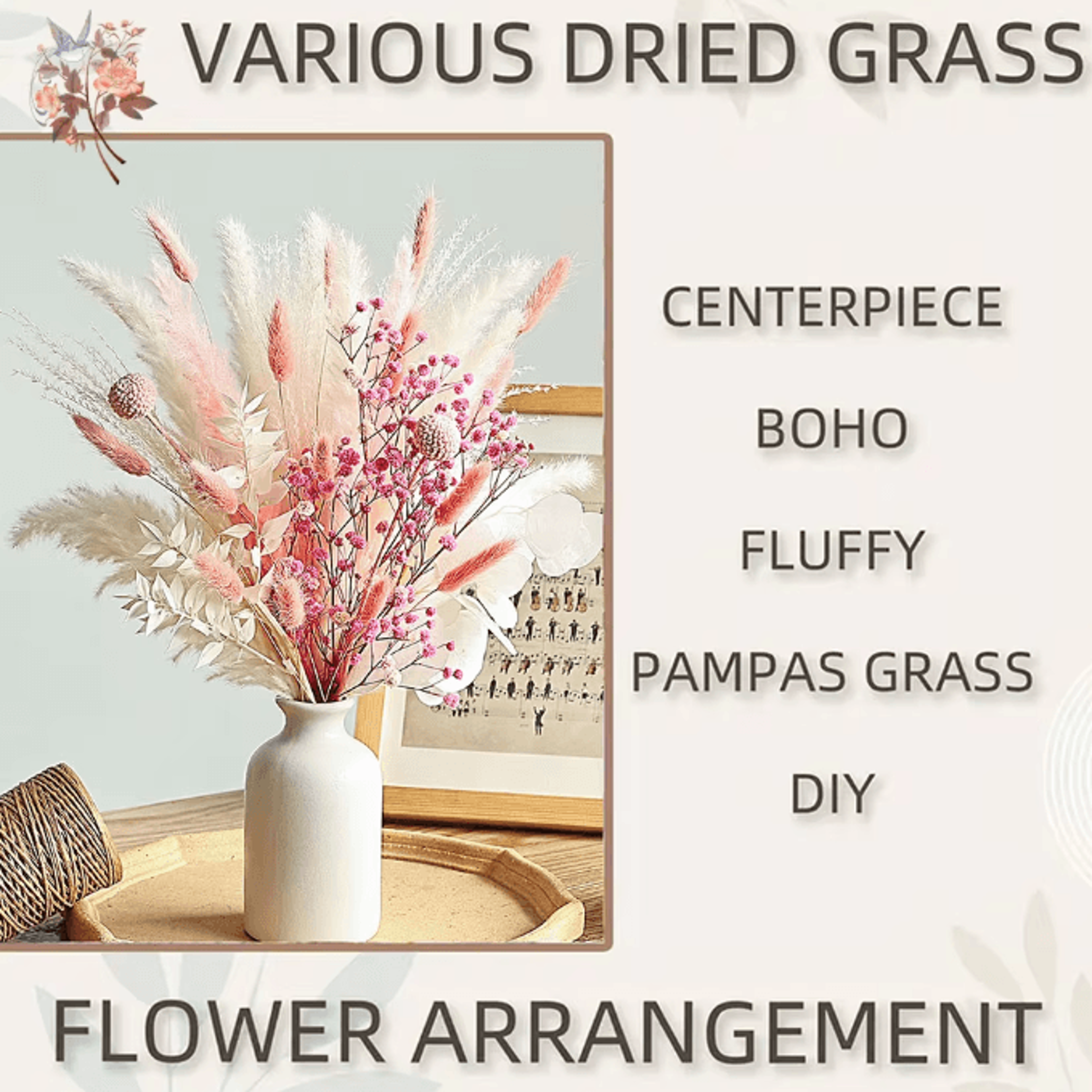 BlushBloom Pink Dried Flower Pampas Bouquet For Wedding And Boho Home Decor 4