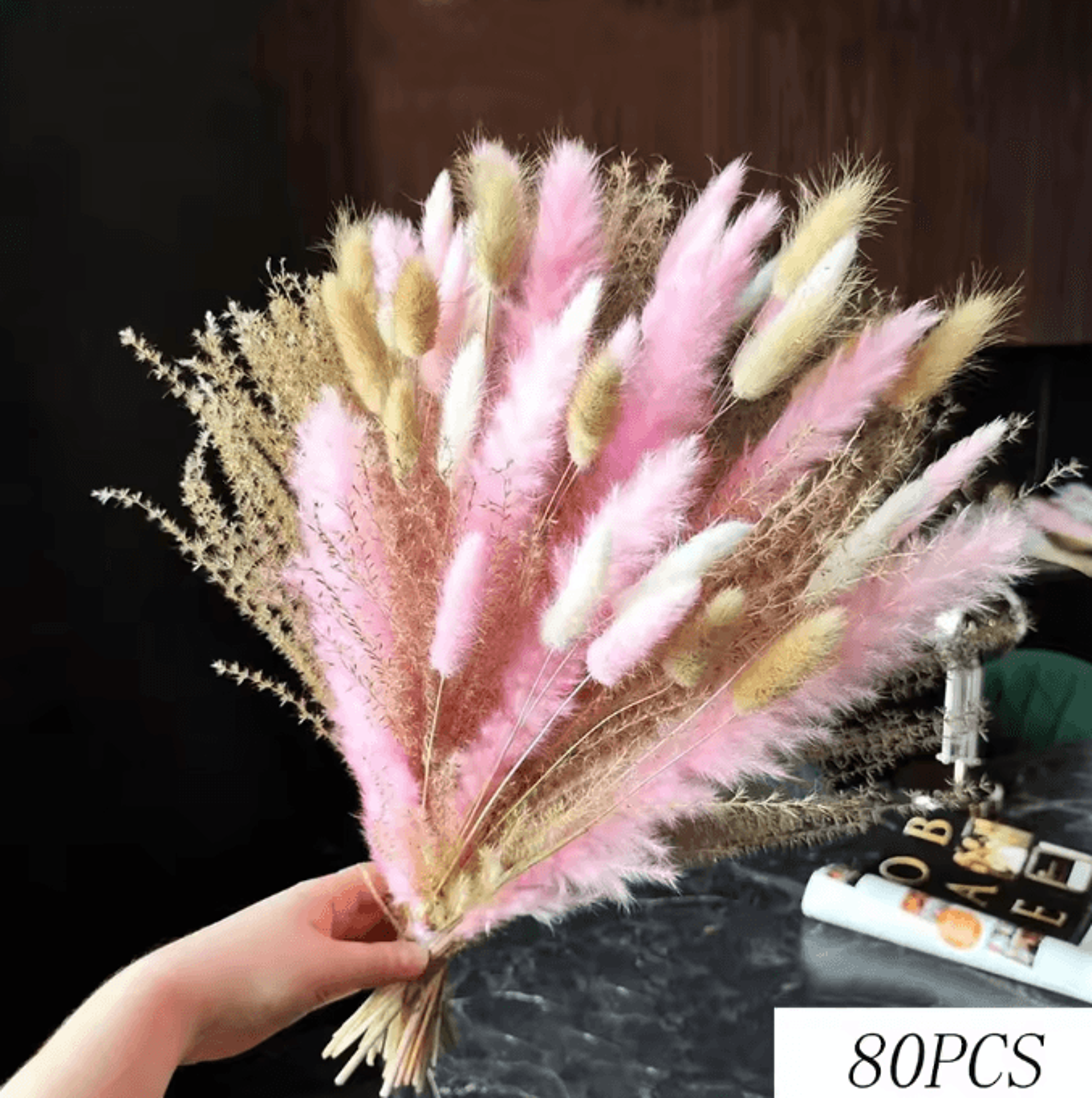BlushBloom Pink Dried Flower Pampas Bouquet For Wedding And Boho Home Decor 8