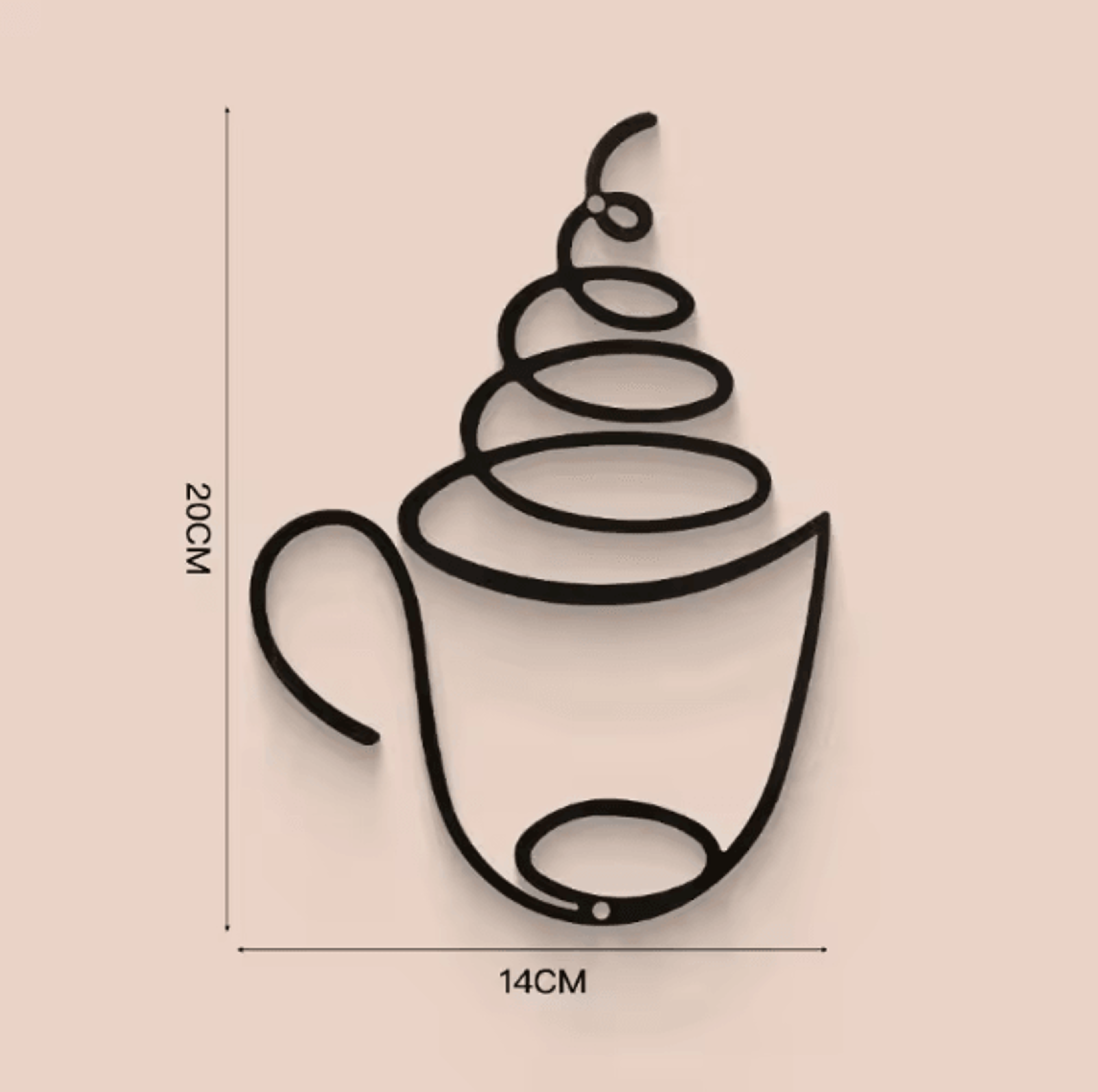 Minimalist Black Metal Coffee Cup Wall Art Decor For Kitchen Cafe And Coffee Bar 5