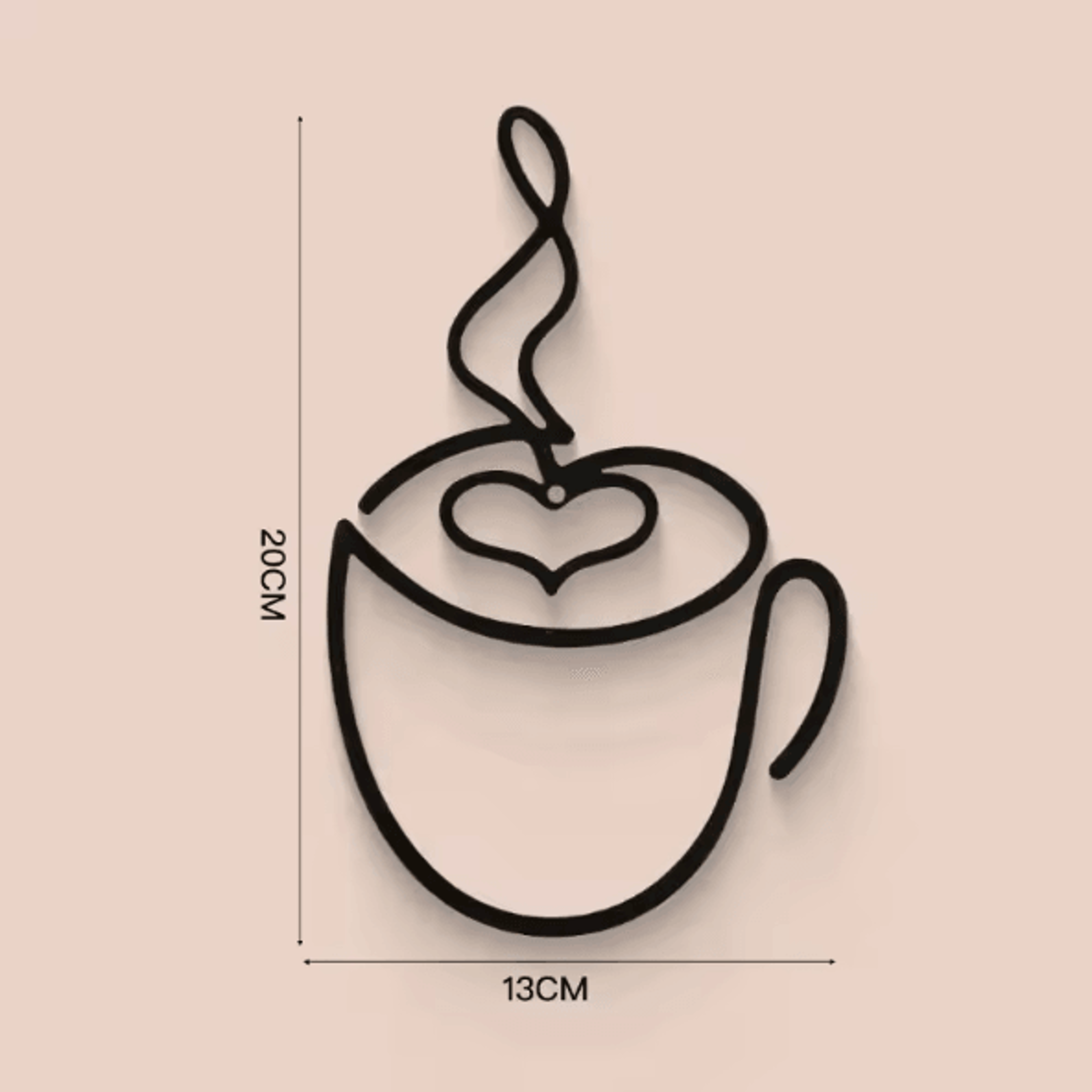 Minimalist Black Metal Coffee Cup Wall Art Decor For Kitchen Cafe And Coffee Bar 6