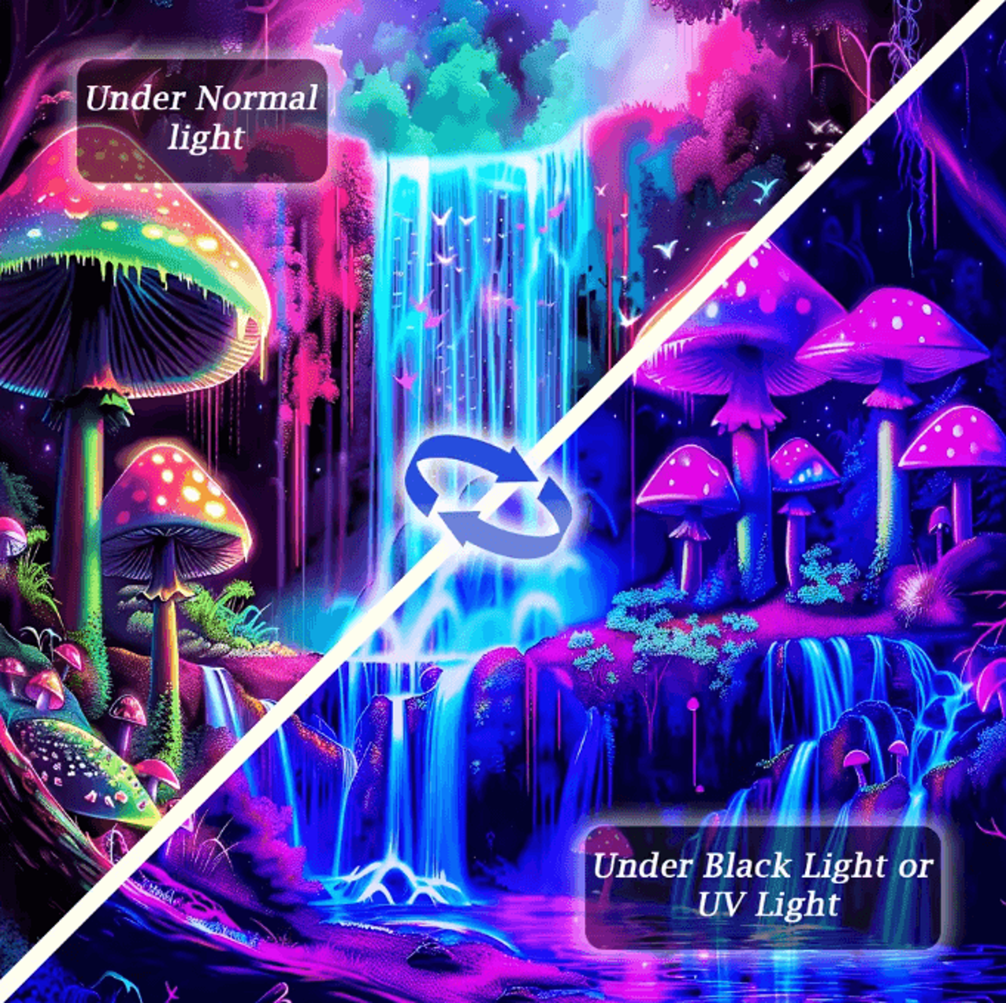 VikaDream Psychedelic Forest Waterfall Cyberpunk Tapestry Wall Hanging Decor 5
