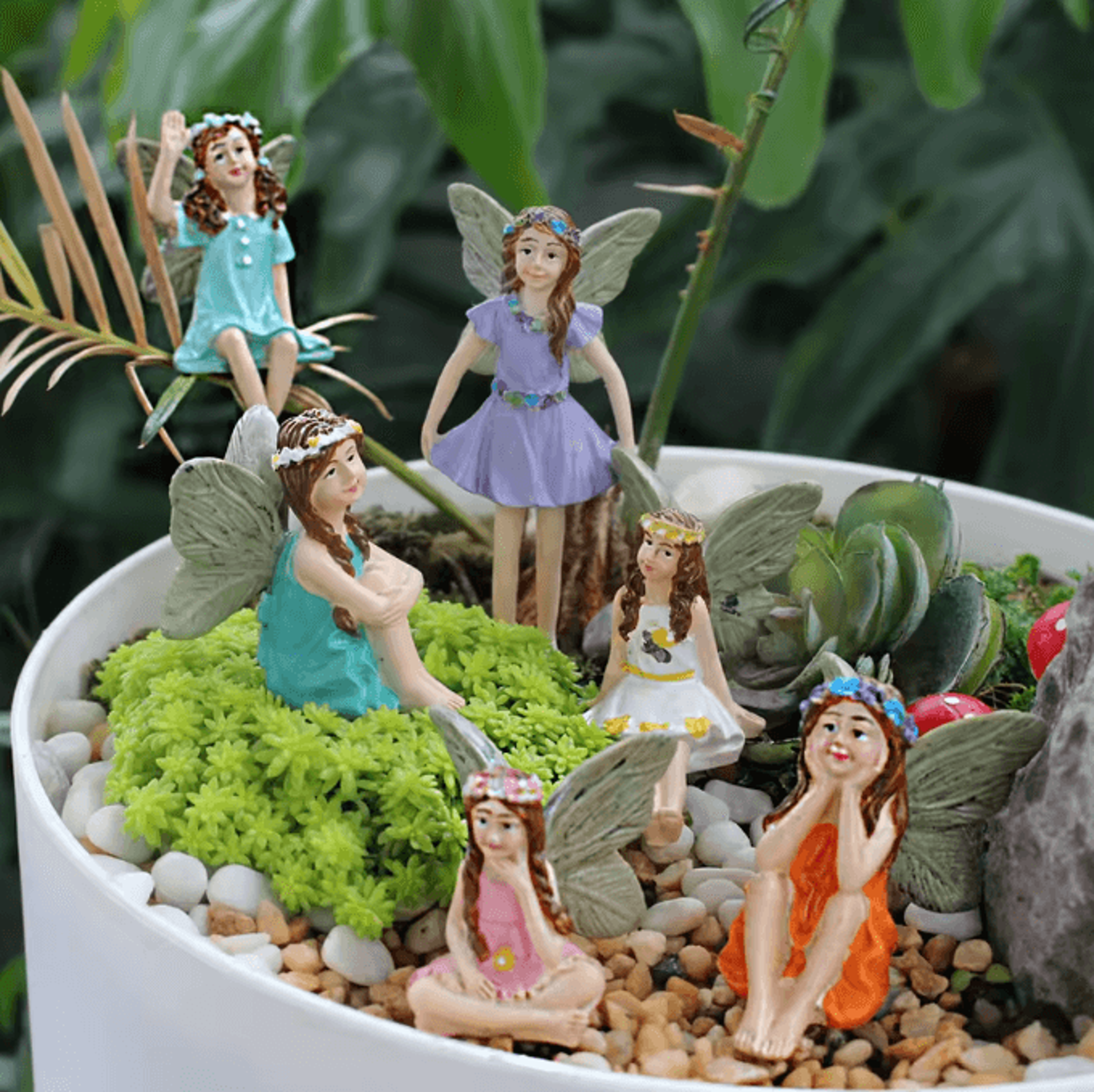 MagicSprout 6PCS Garden Fairy Figurines Set For Mini Garden  Plant Decor 3