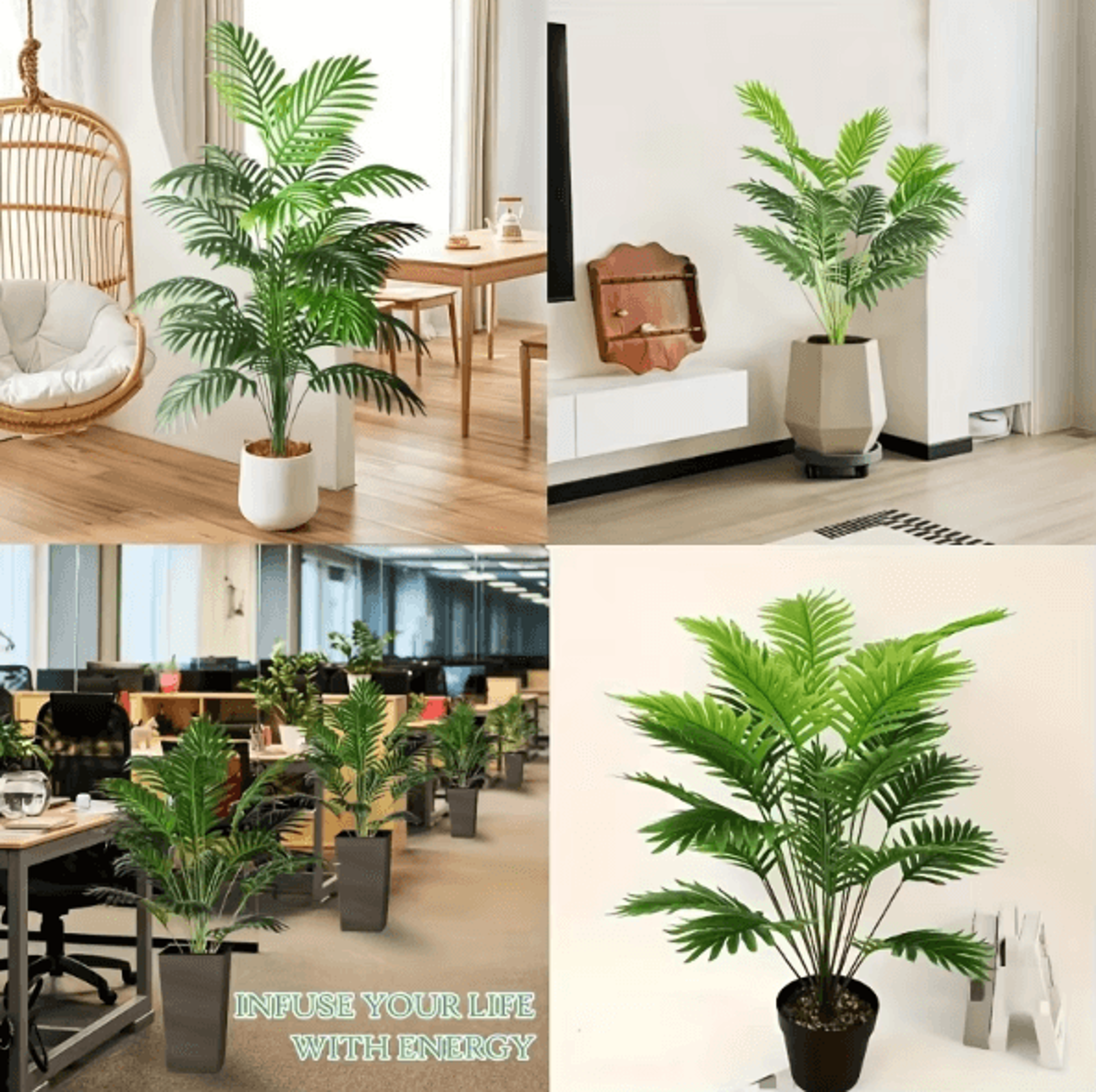 24Leaf Artificial Areca Palm Plant In Pot  Tropical Indoor  Outdoor Decor Tree 3