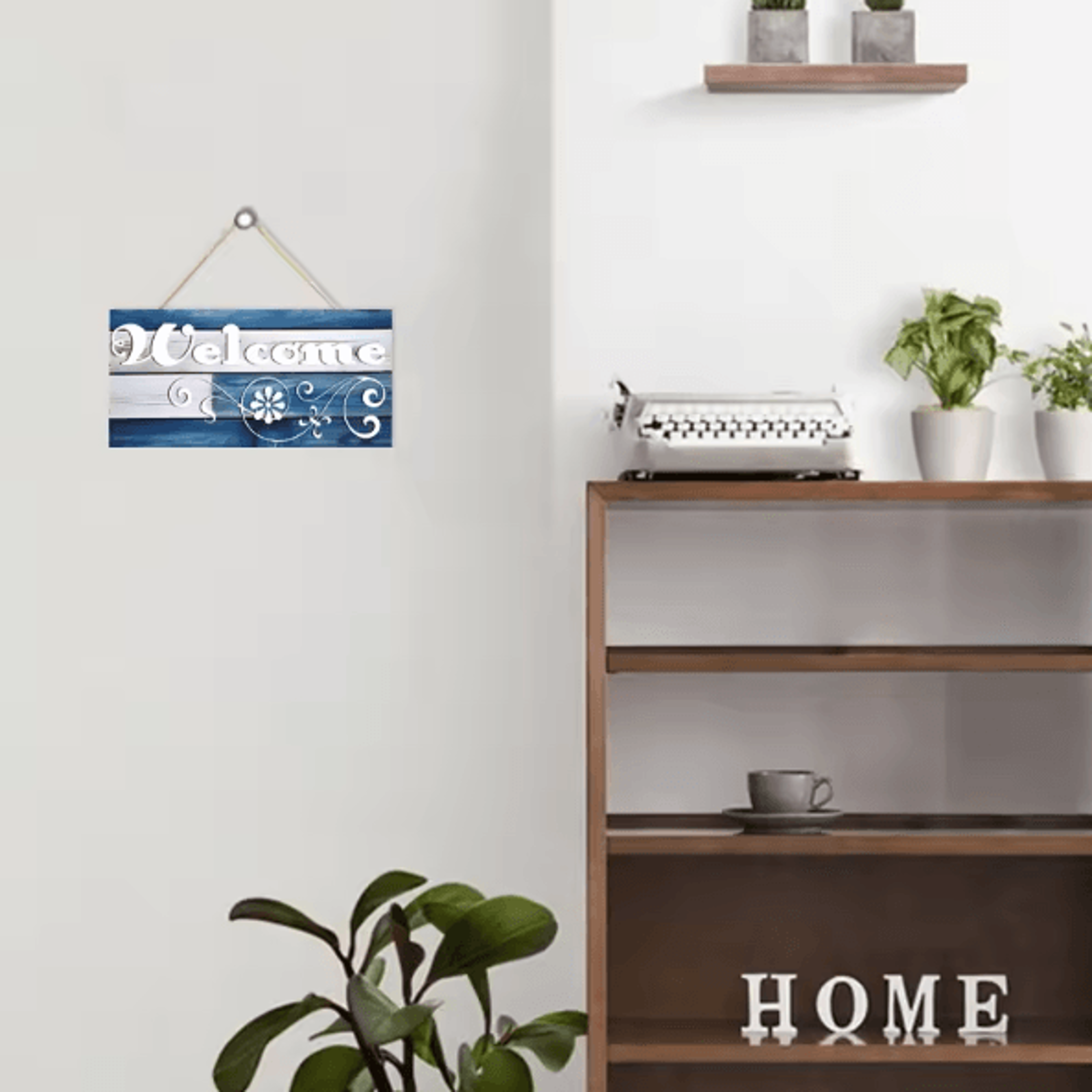 Rustic Wooden Welcome Wall Sign  Farmhouse Hanging Door Decor Plaque 2