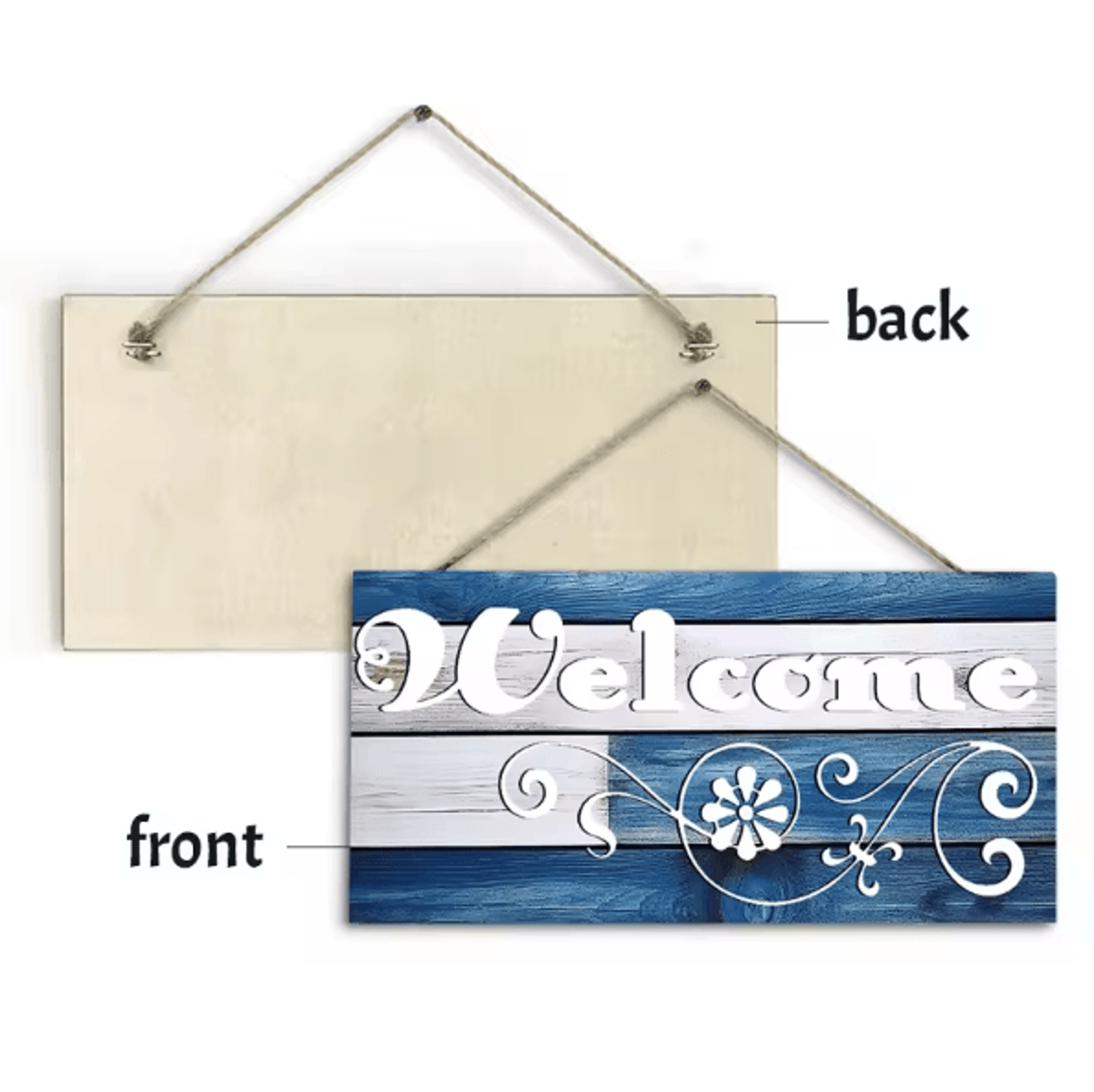 Rustic Wooden Welcome Wall Sign  Farmhouse Hanging Door Decor Plaque 3