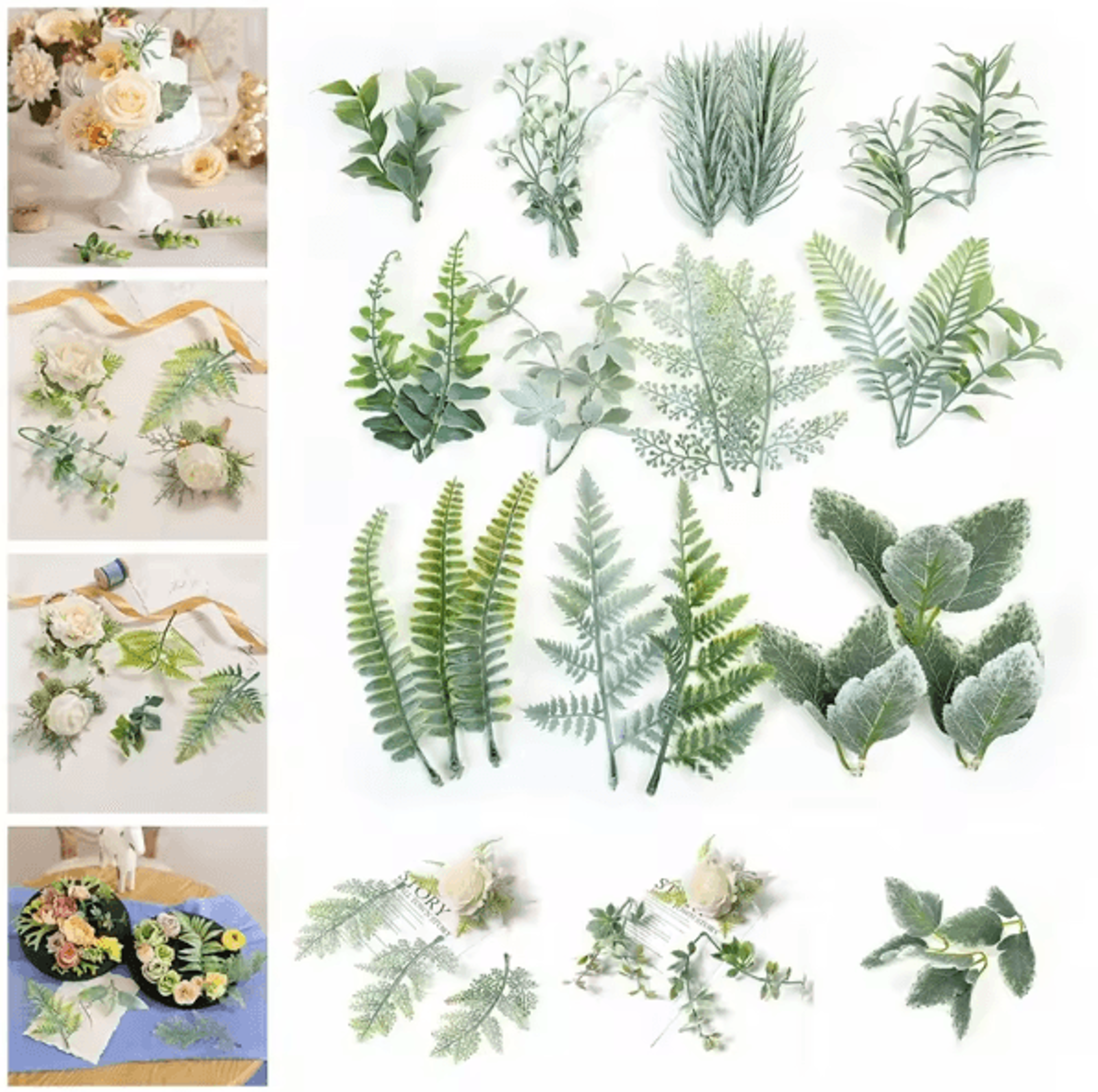 10PCS Artificial Greenery Leaves Set  DIY Floral Craft  Wedding Decor Accents 0