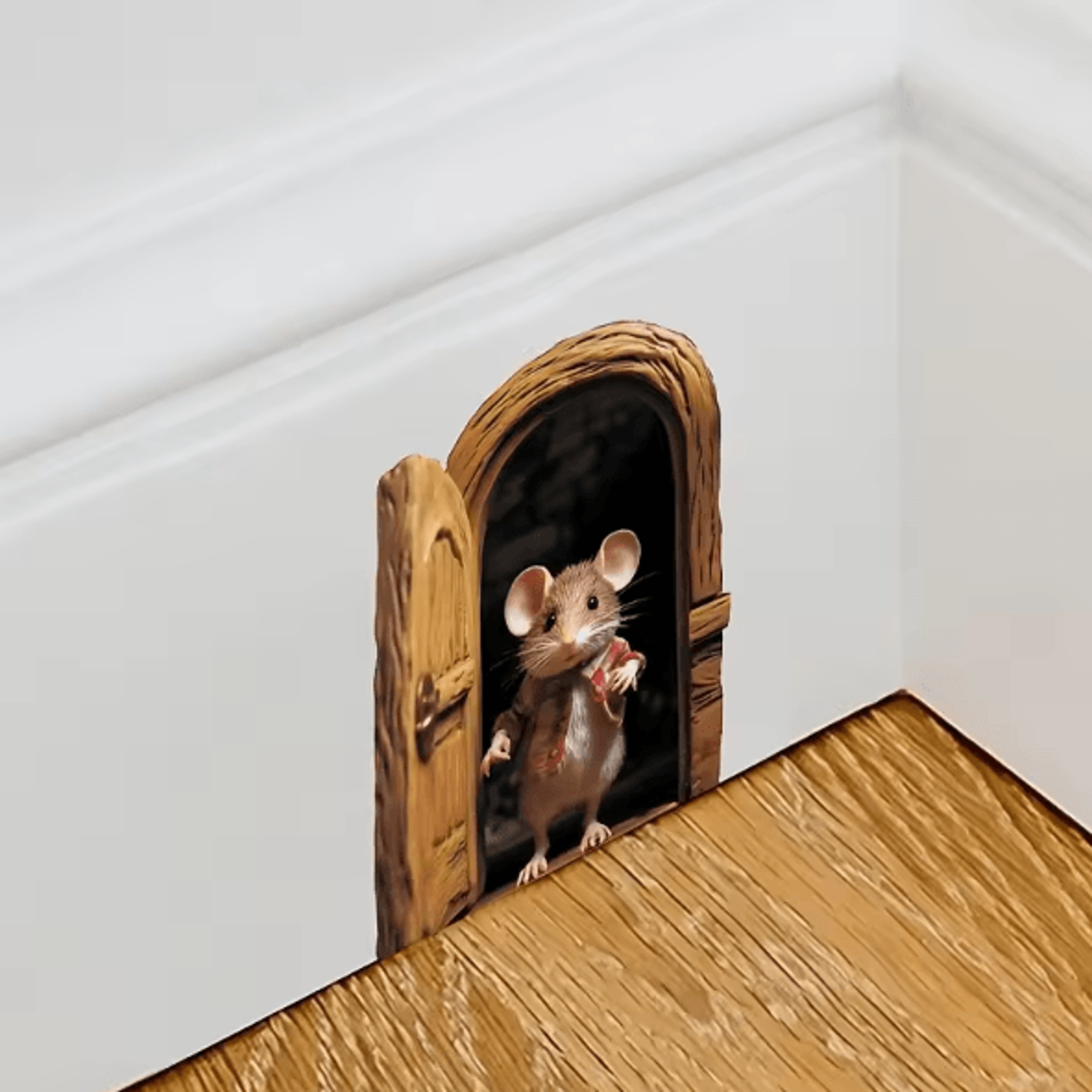 Whimsical 3D Mouse Hole Wall Decal  Cute Cartoon Peeking Mouse Sticker Decor 0