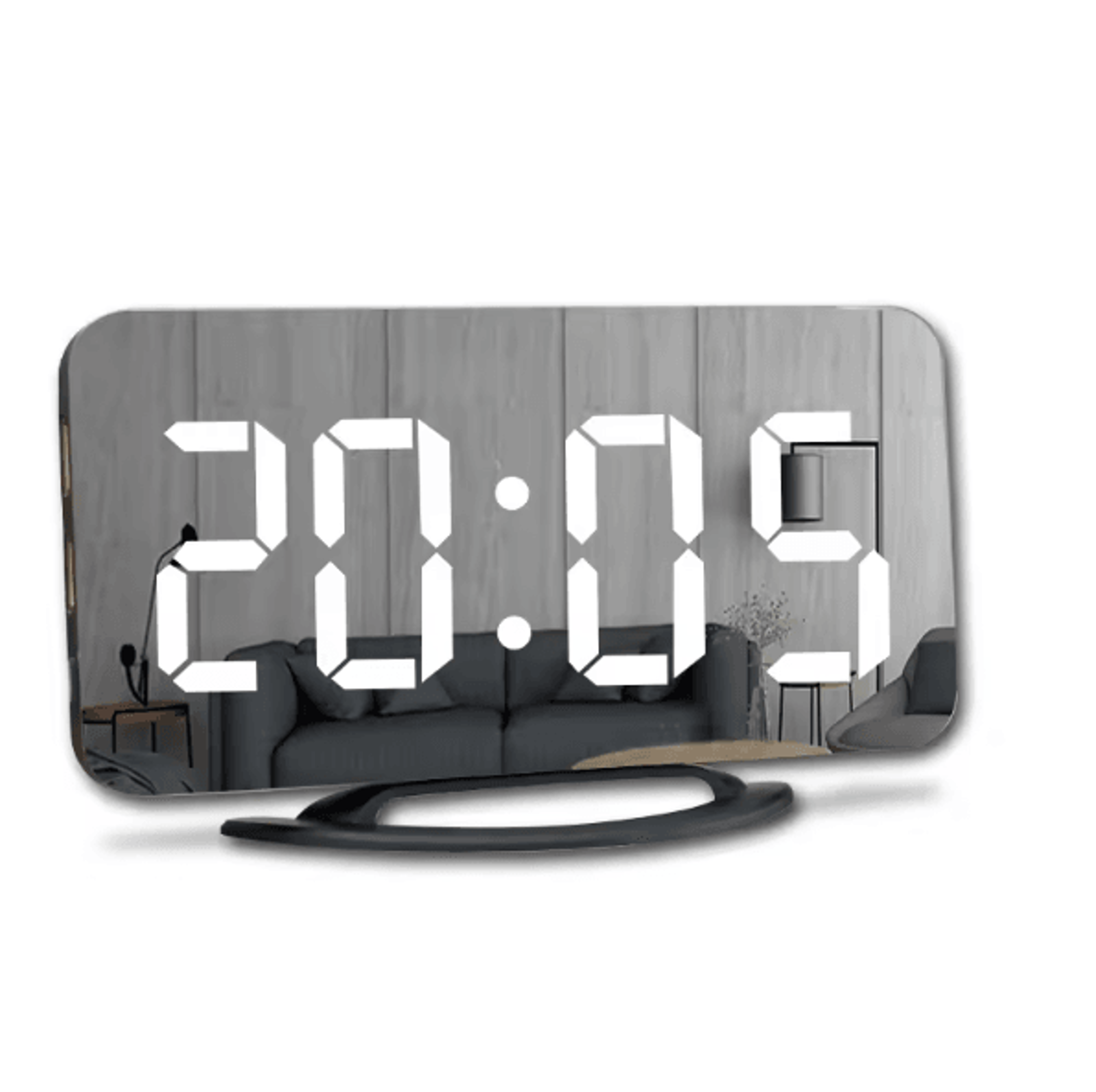 LED Mirror Digital Alarm Clock  Large Display Adjustable Brightness Desk  Wall Clock 6