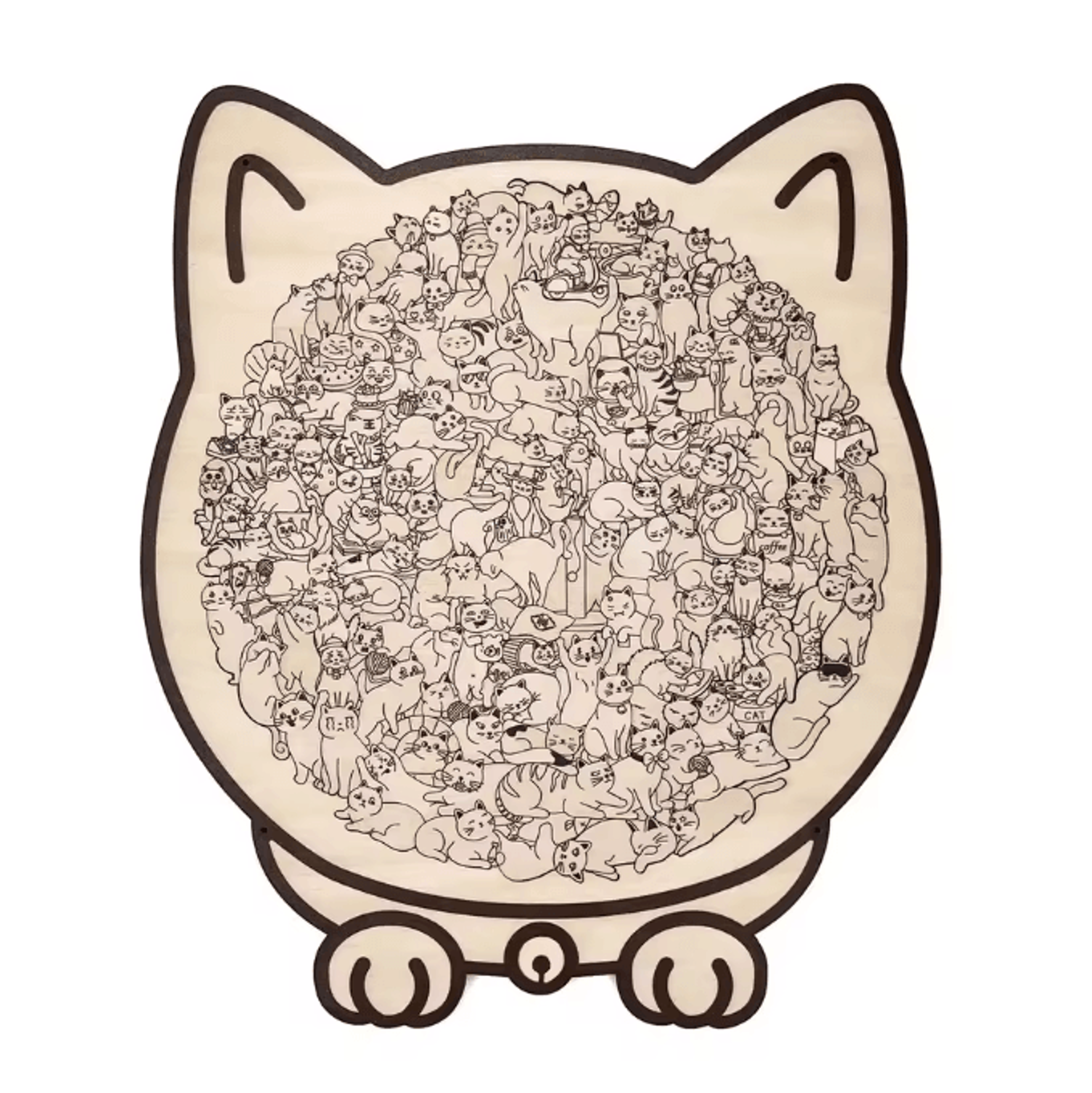 135Piece Cat Shaped Wooden Jigsaw Puzzle  Unique Irregular Pieces Gift For Cat Lovers 4