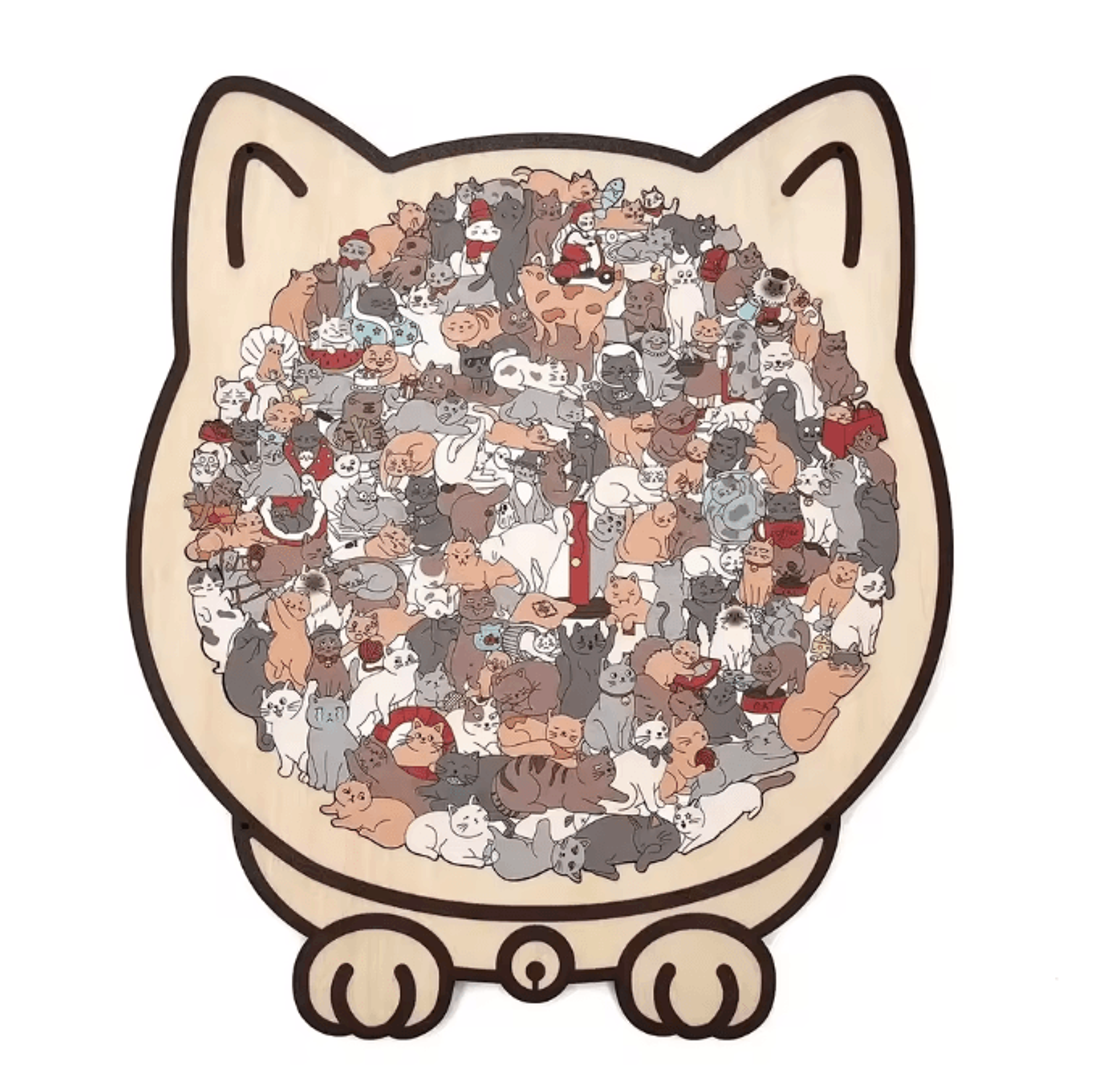 135Piece Cat Shaped Wooden Jigsaw Puzzle  Unique Irregular Pieces Gift For Cat Lovers 5