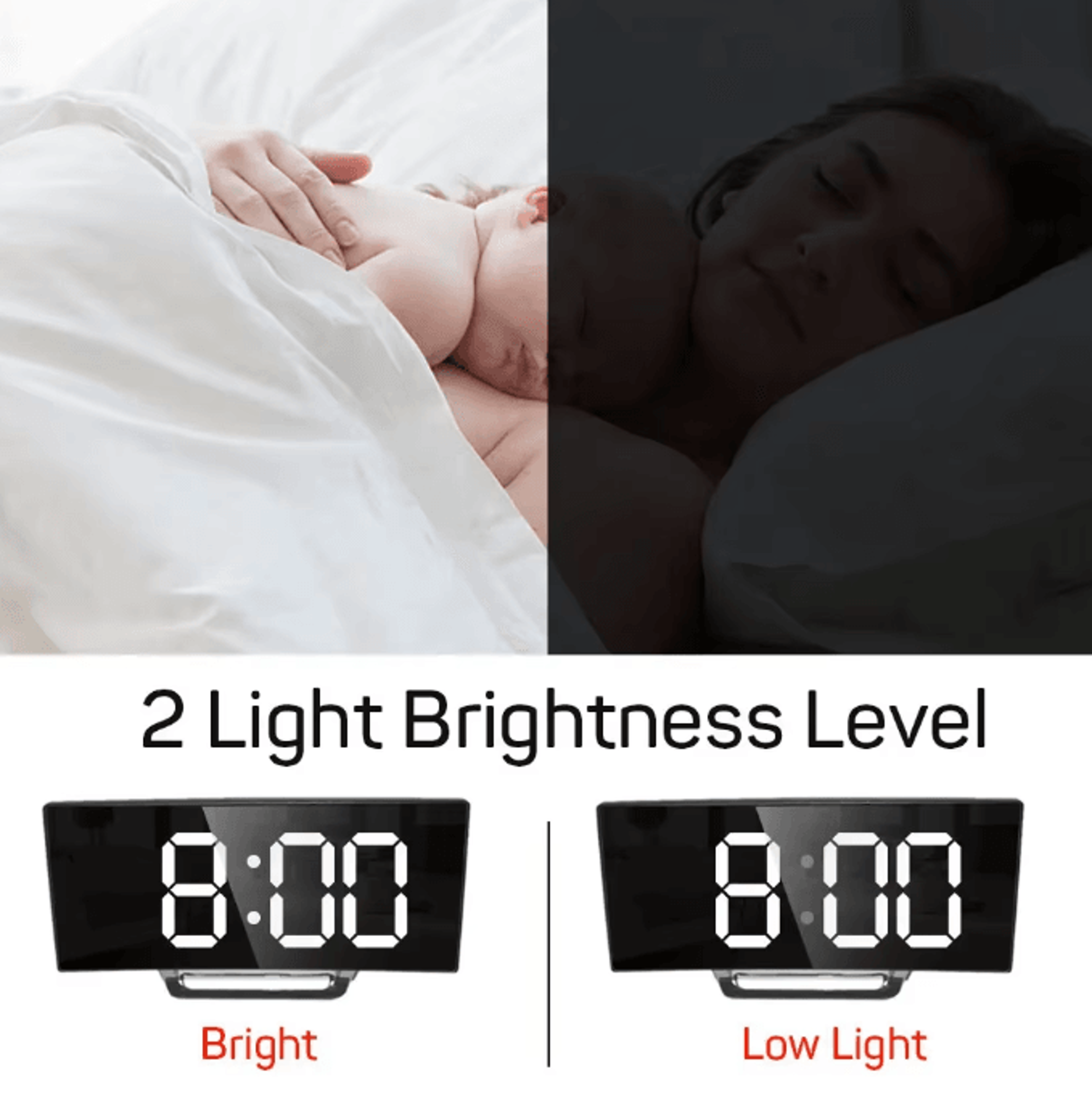 LED Digital Alarm Clock With Backlight  Large Display Temperature  Calendar Bedside Clock 3