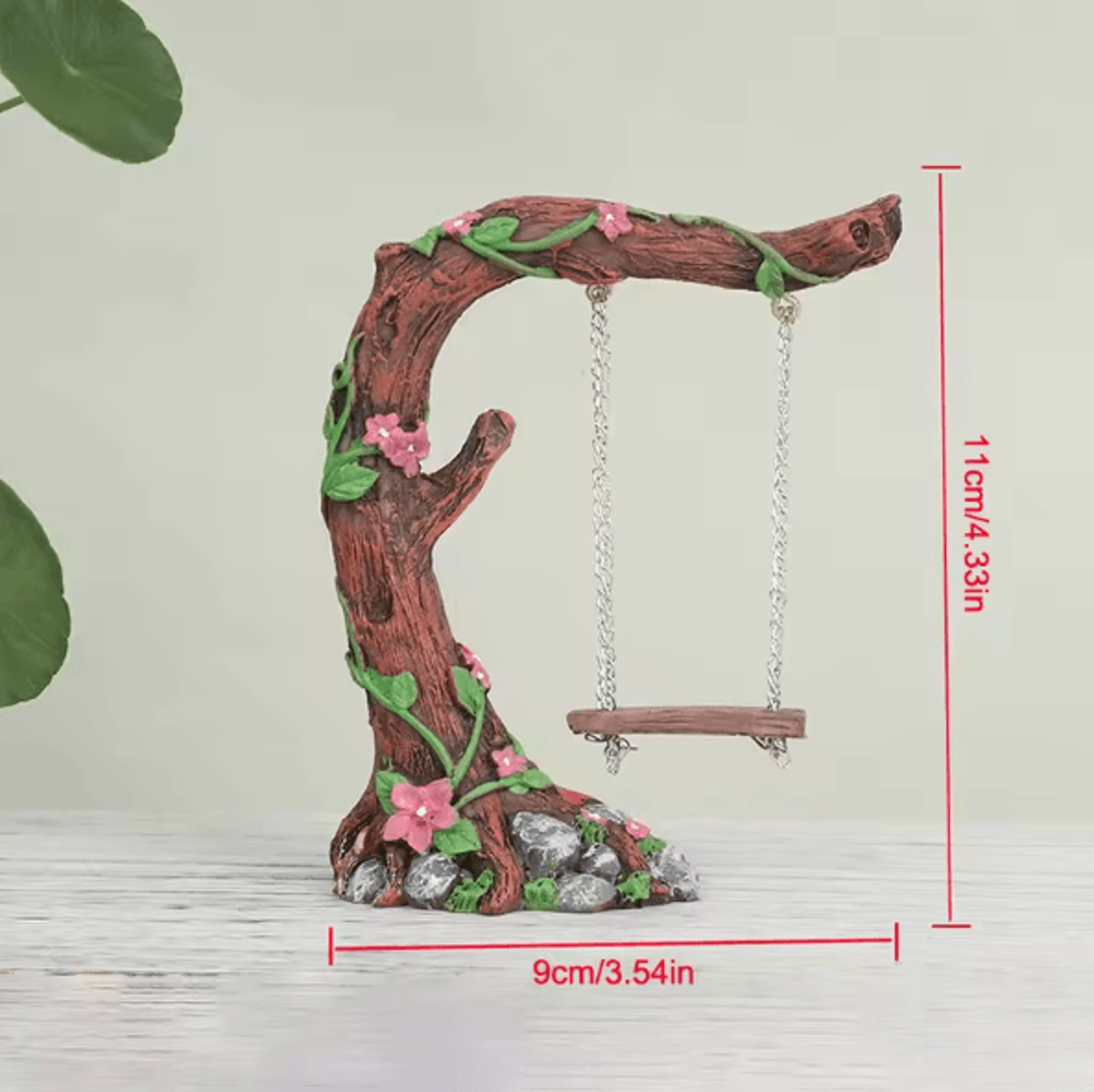 Miniature Fairy Garden Swing Set  Whimsical Flower Tree  Figurine Decor For Micro Landscapes 5