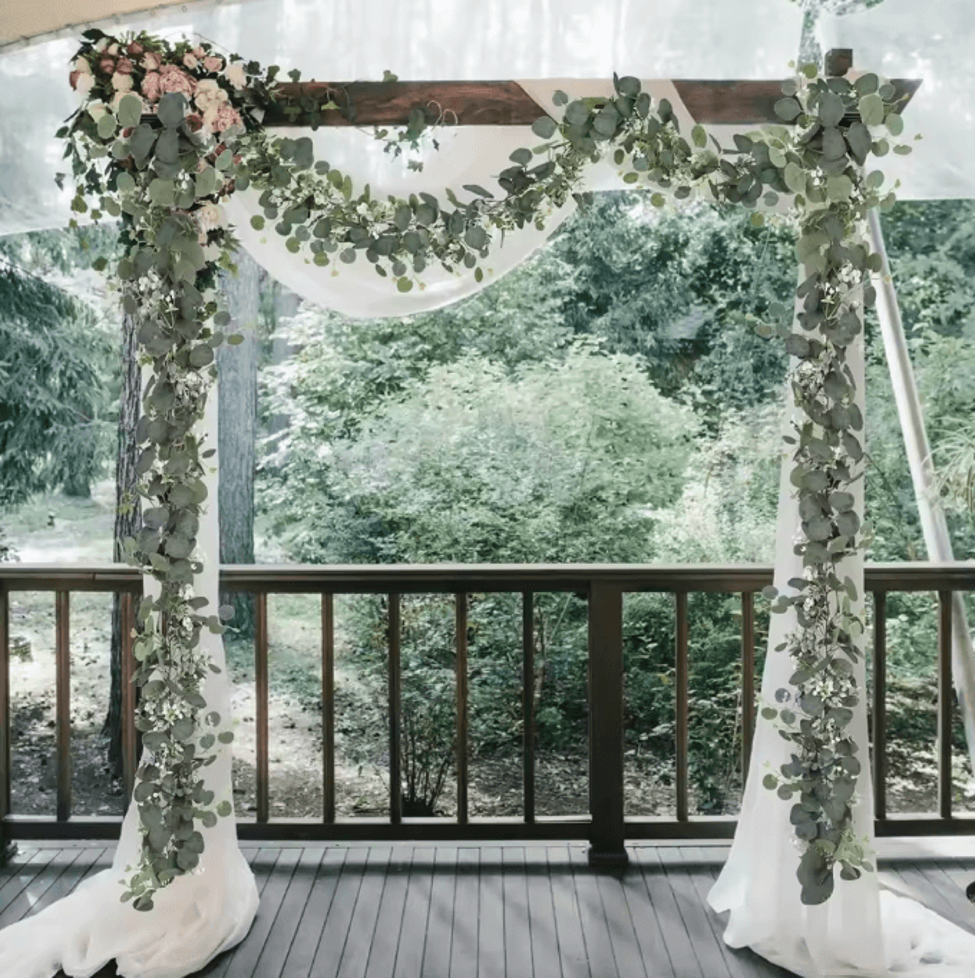 Elegant Artificial Eucalyptus Garland With White Flowers  Berries For Wedding And Home Decor 2