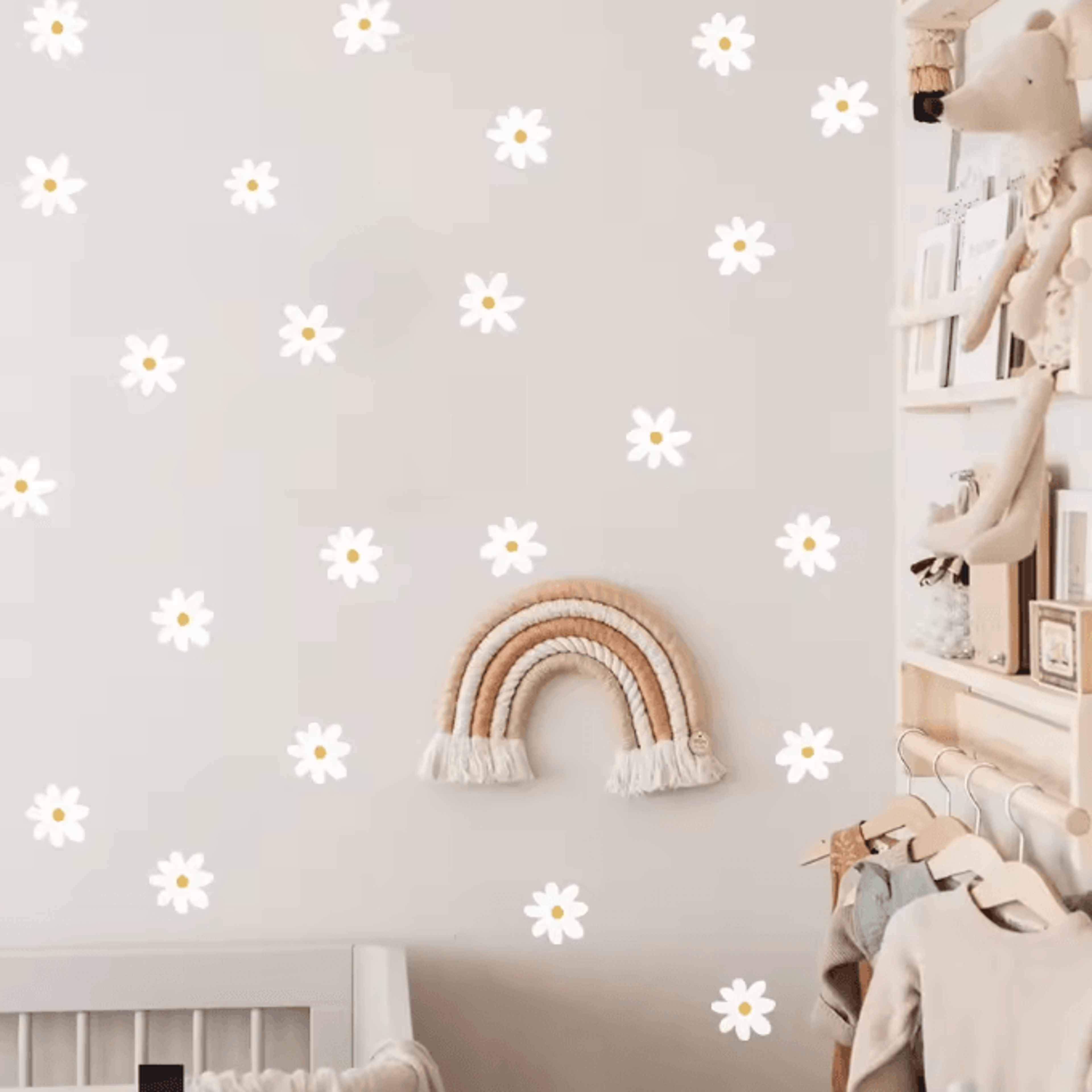 Boho Daisy Watercolor Wall Stickers For Nursery Girls Bedroom And Kids Room Decor 2
