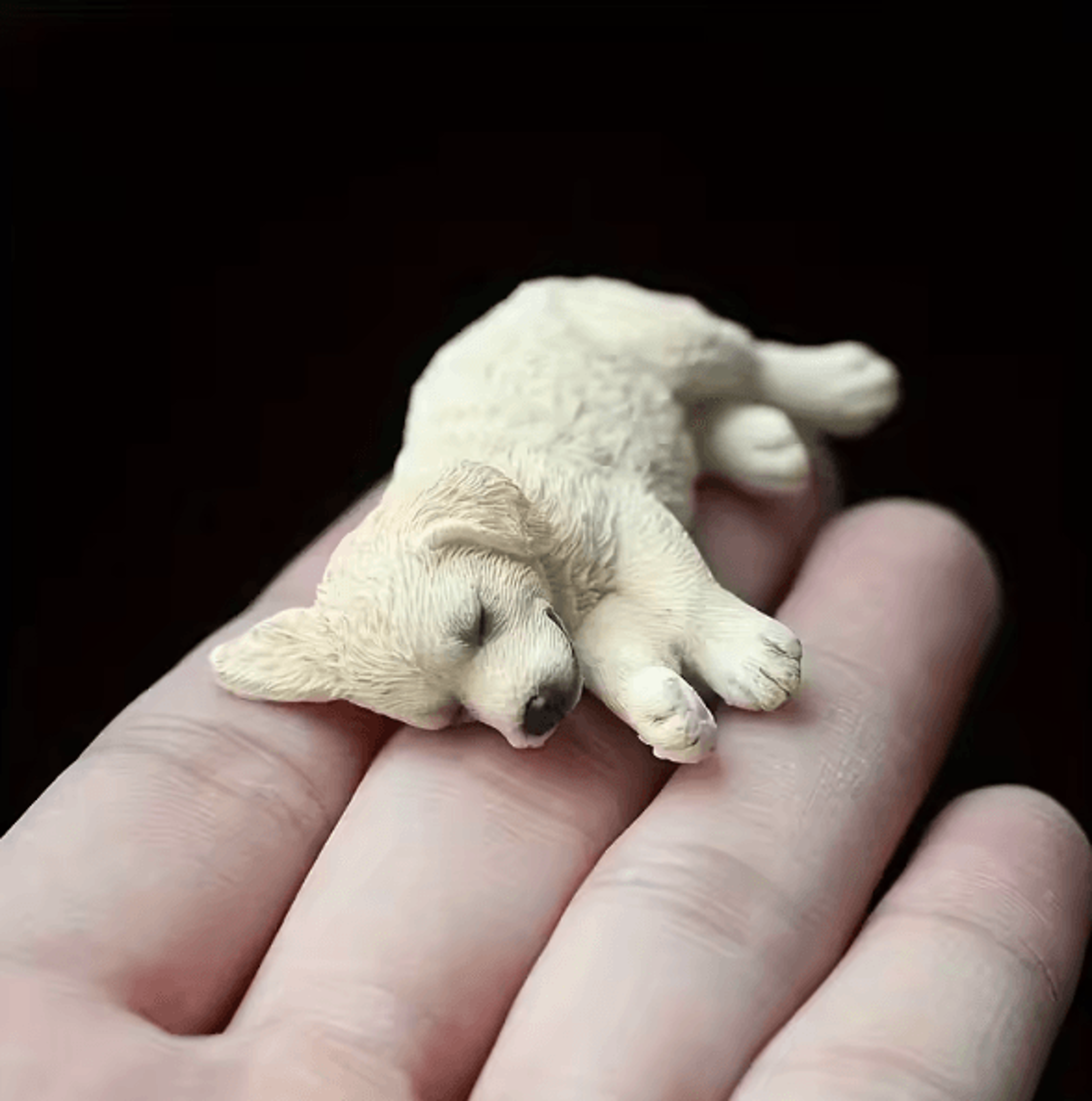 Realistic Sleeping Golden Retriever And Labrador Figurine Set For Car And Desktop Decor 3