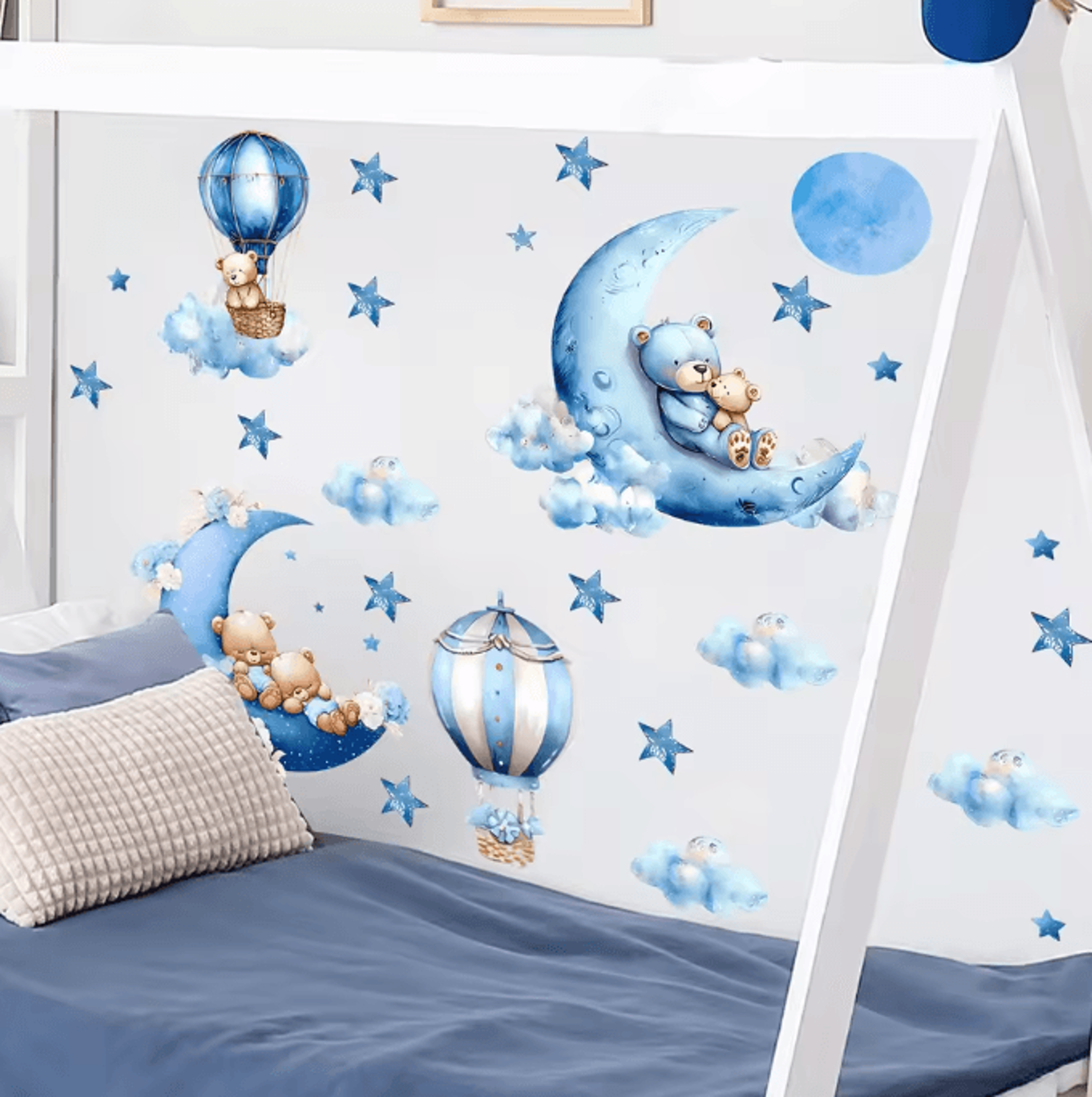 Watercolor Bear Hot Air Balloon Wall Stickers For Baby Nursery And Kids Room Decor 3