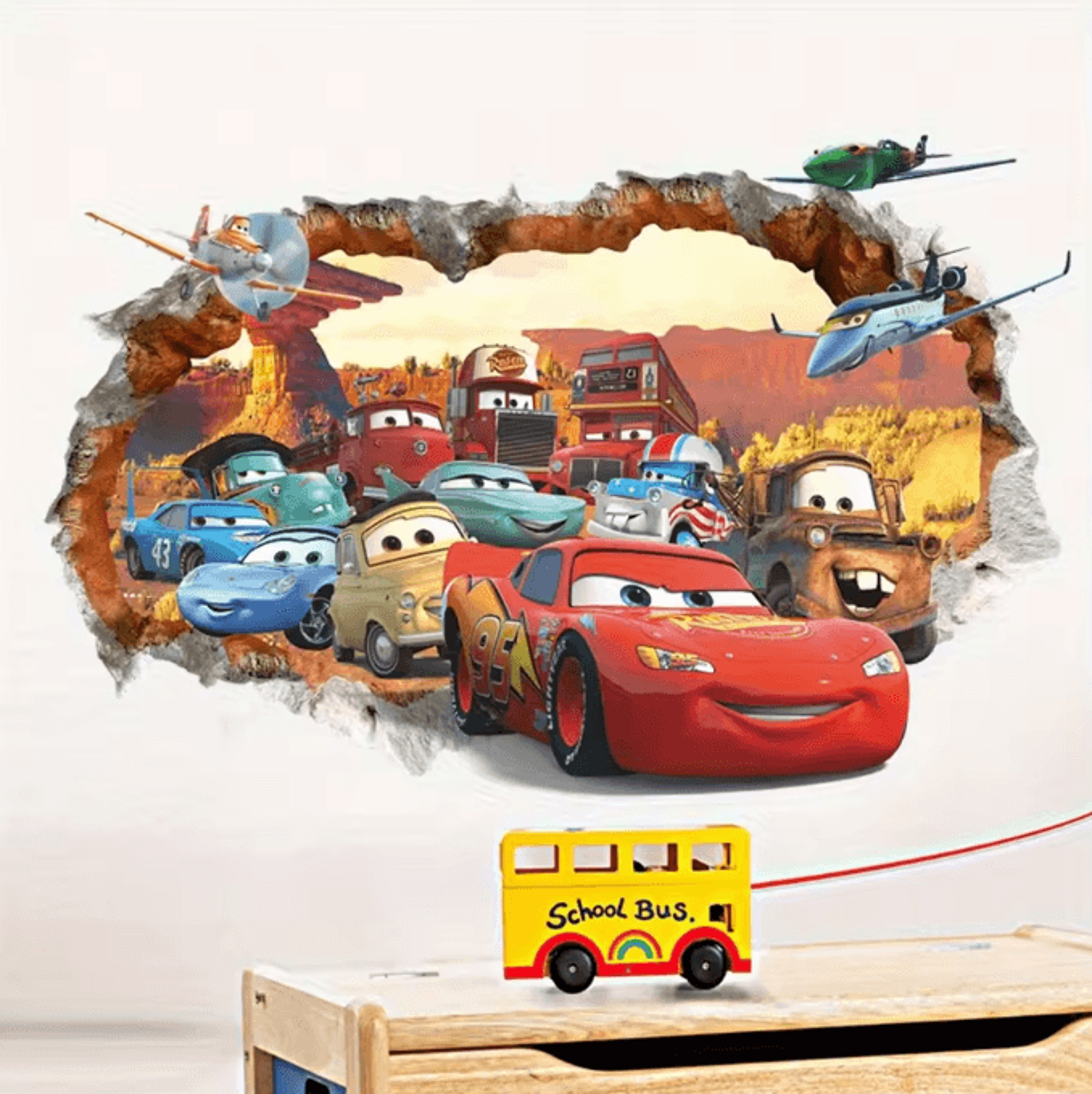 Disney Cars Lightning McQueen 3D Wall Stickers For Kids Bedroom And Playroom Decor 1