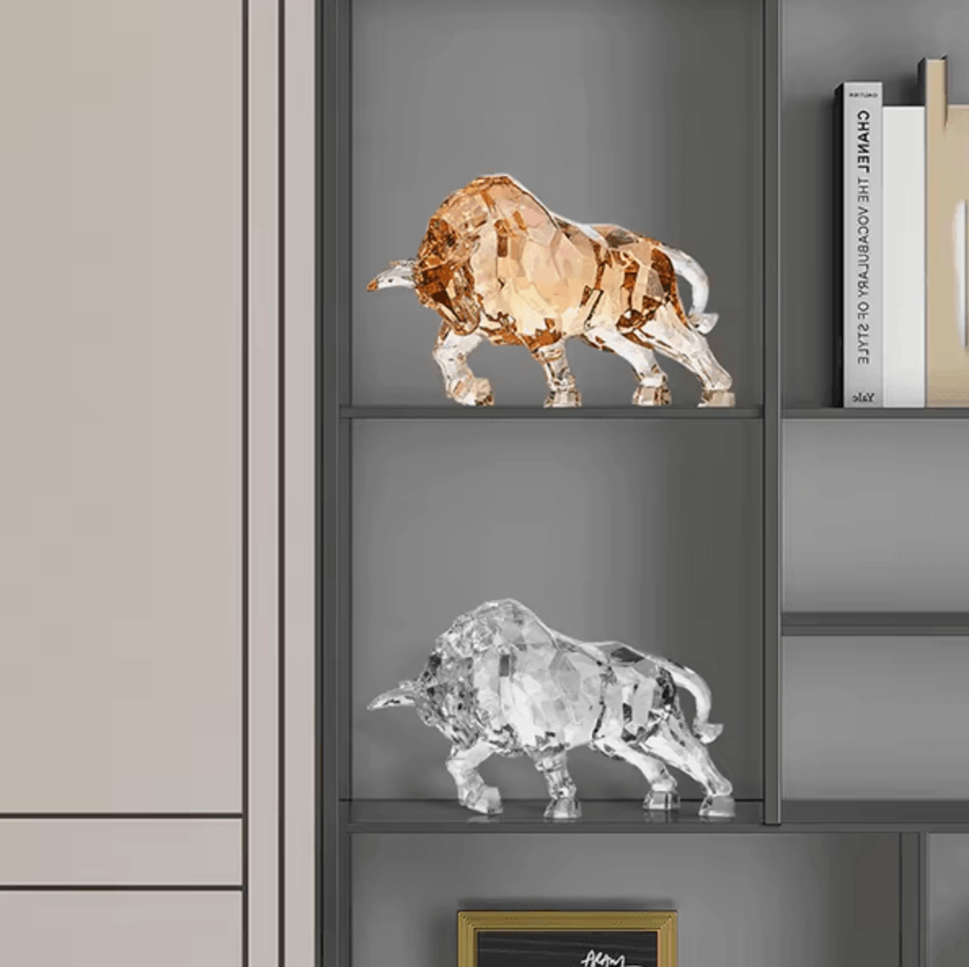 Nordic Acrylic Crystal Ox Sculpture For Modern Home And Office Decor 0