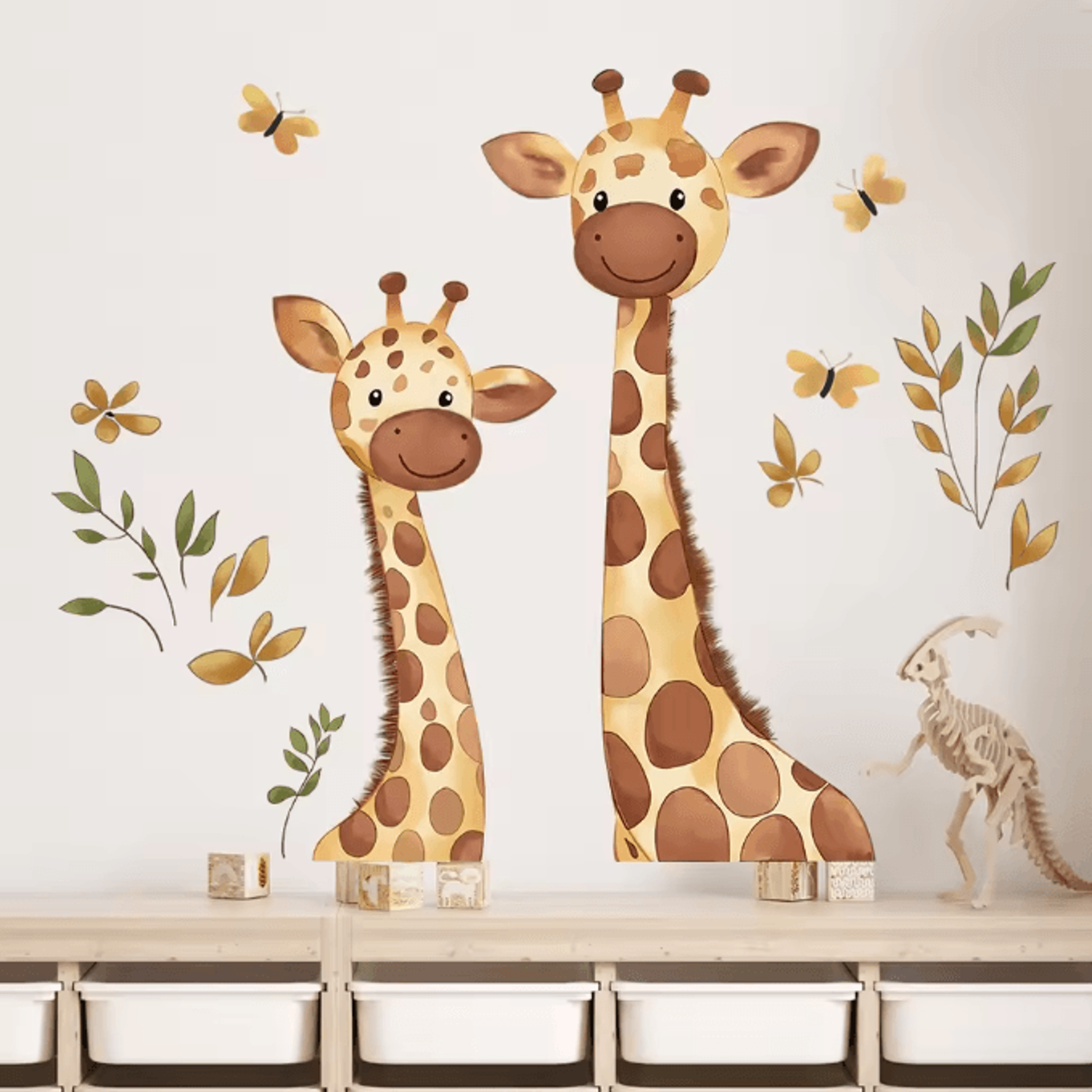 Two Giraffe Wall Stickers For Kids Bedroom Nursery And Daycare Decor 0