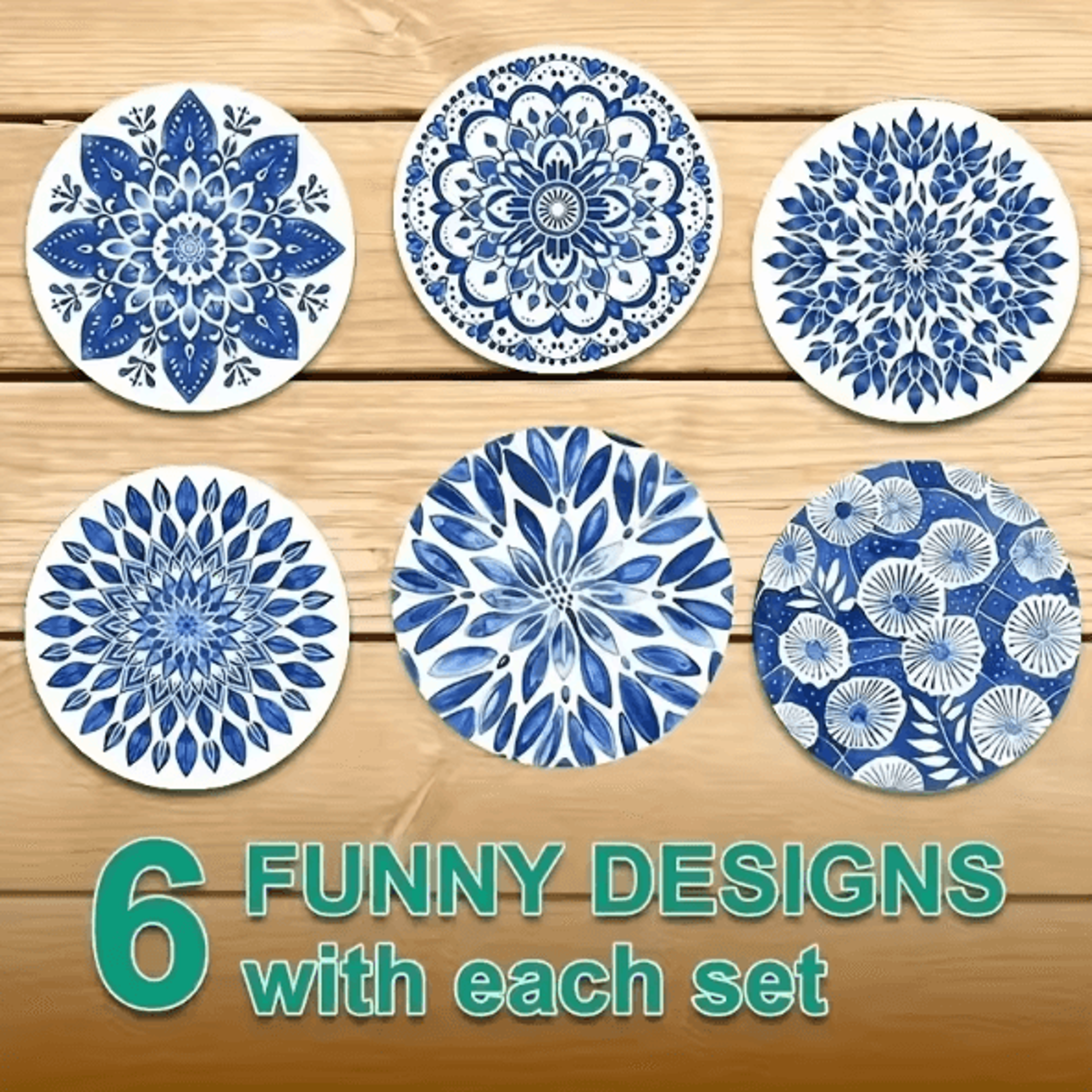 Celadon Style Wooden Coaster Set For Coffee Cups Home And Office Decor 0
