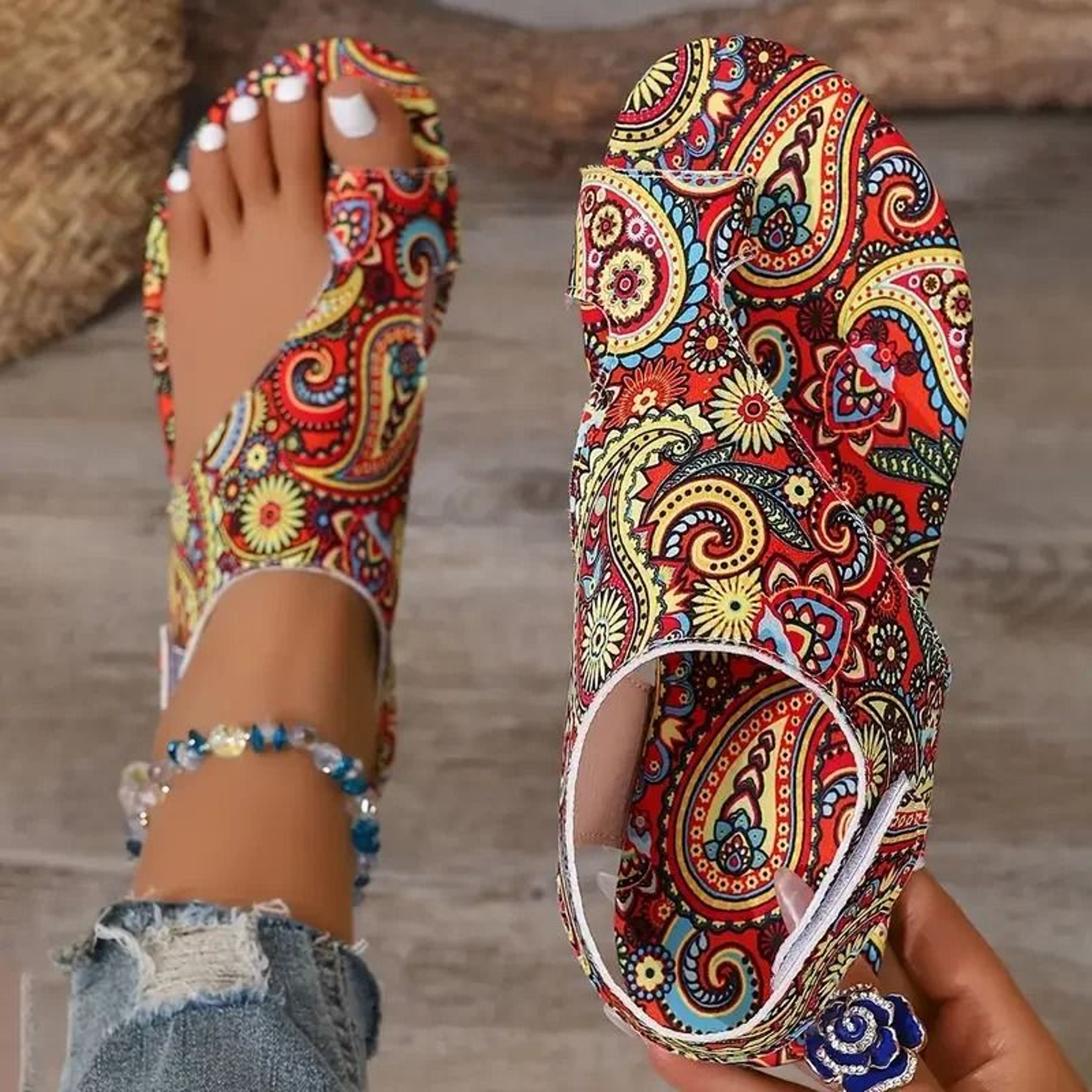 Womens Bohemian Comfort Flat Sandals 7