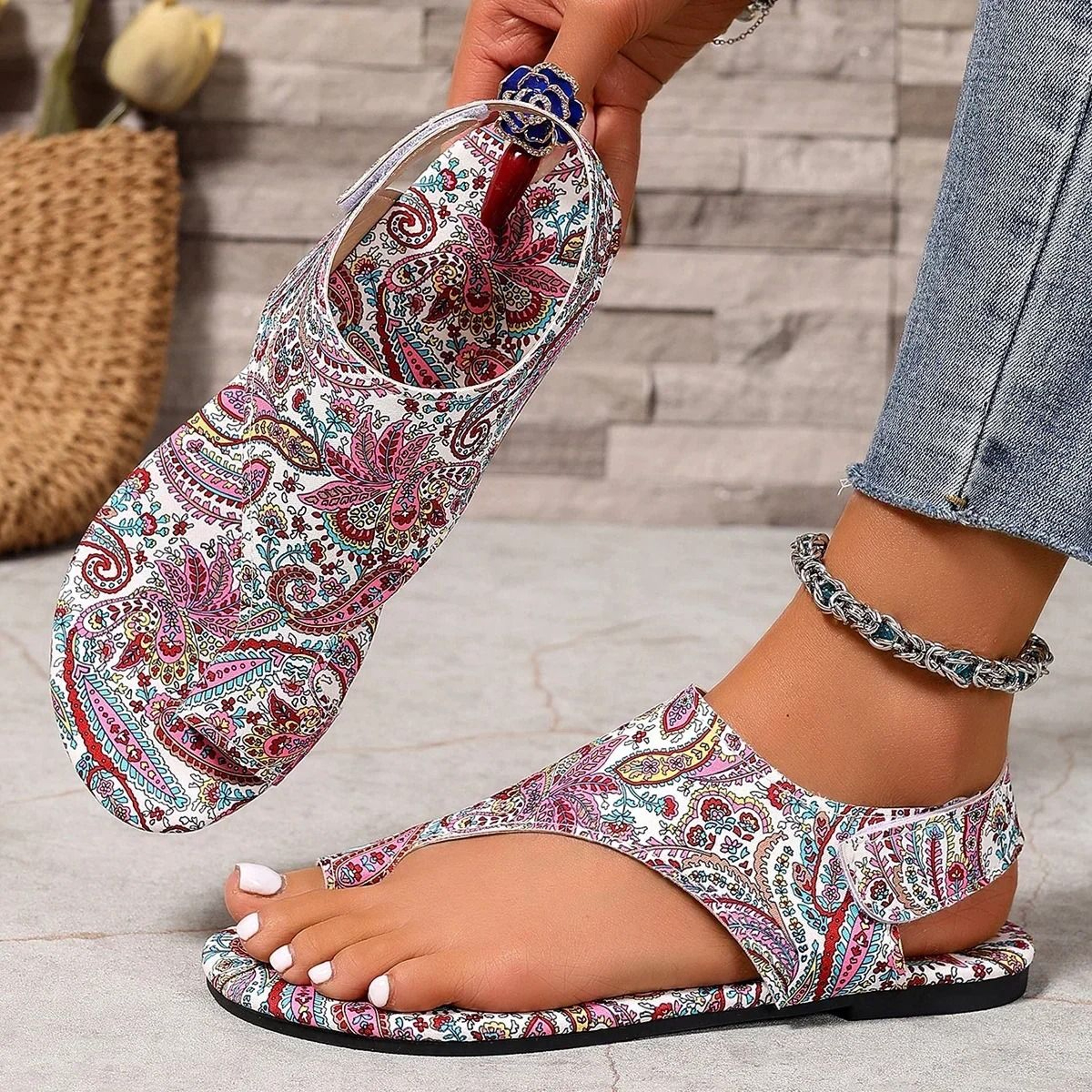 Womens Bohemian Comfort Flat Sandals 8