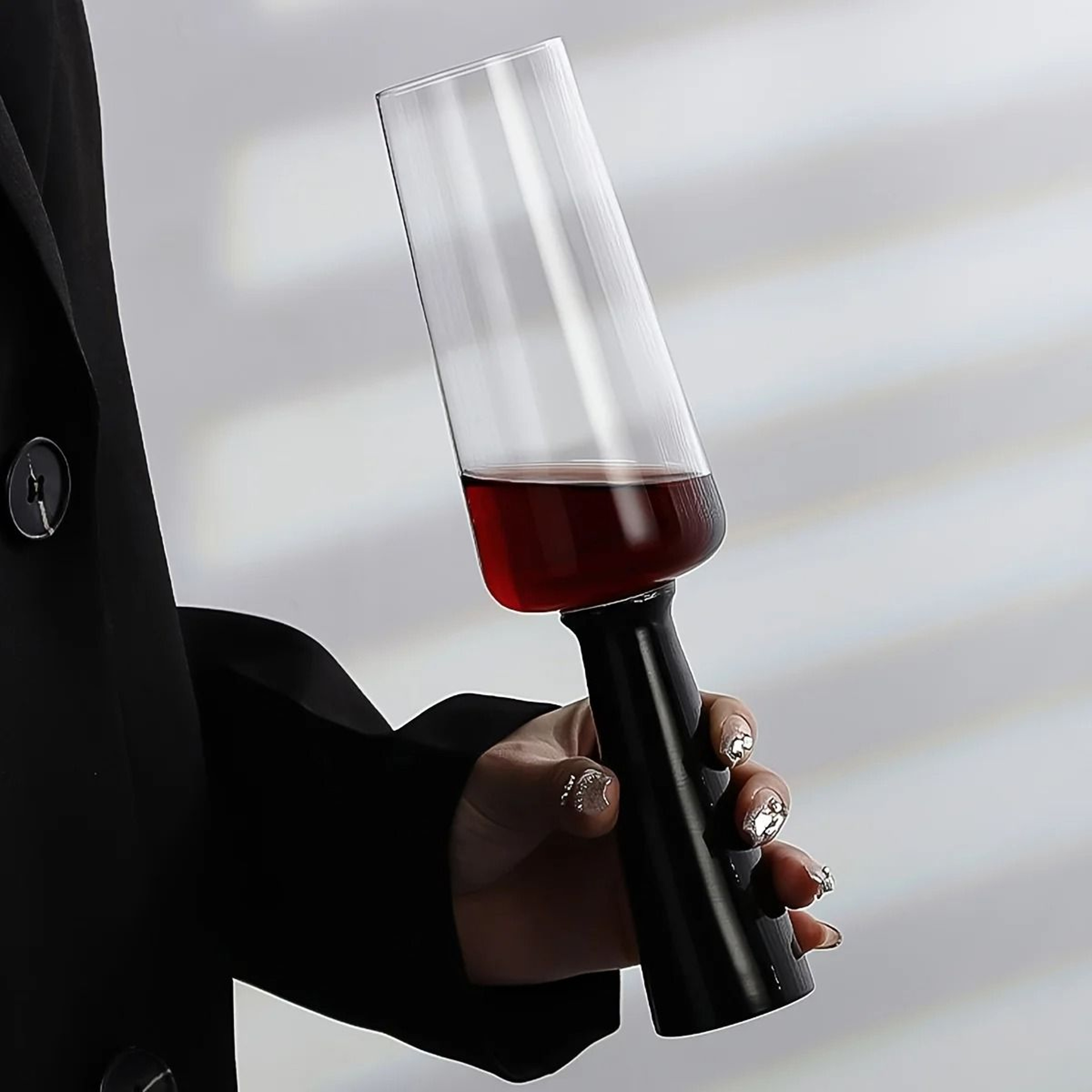 Retro Black Pillar Handmade Cocktail Glass 6