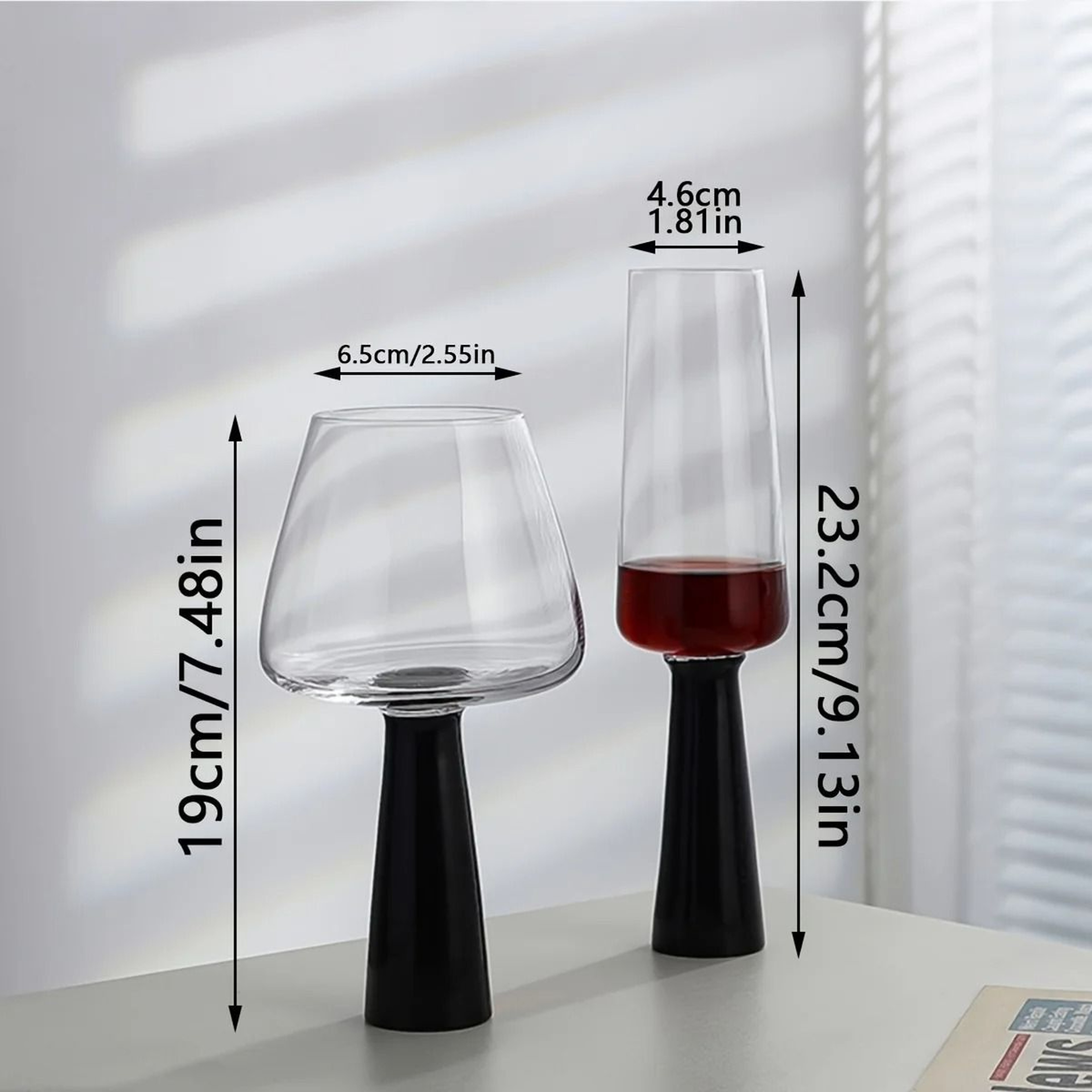 Retro Black Pillar Handmade Cocktail Glass – view 9