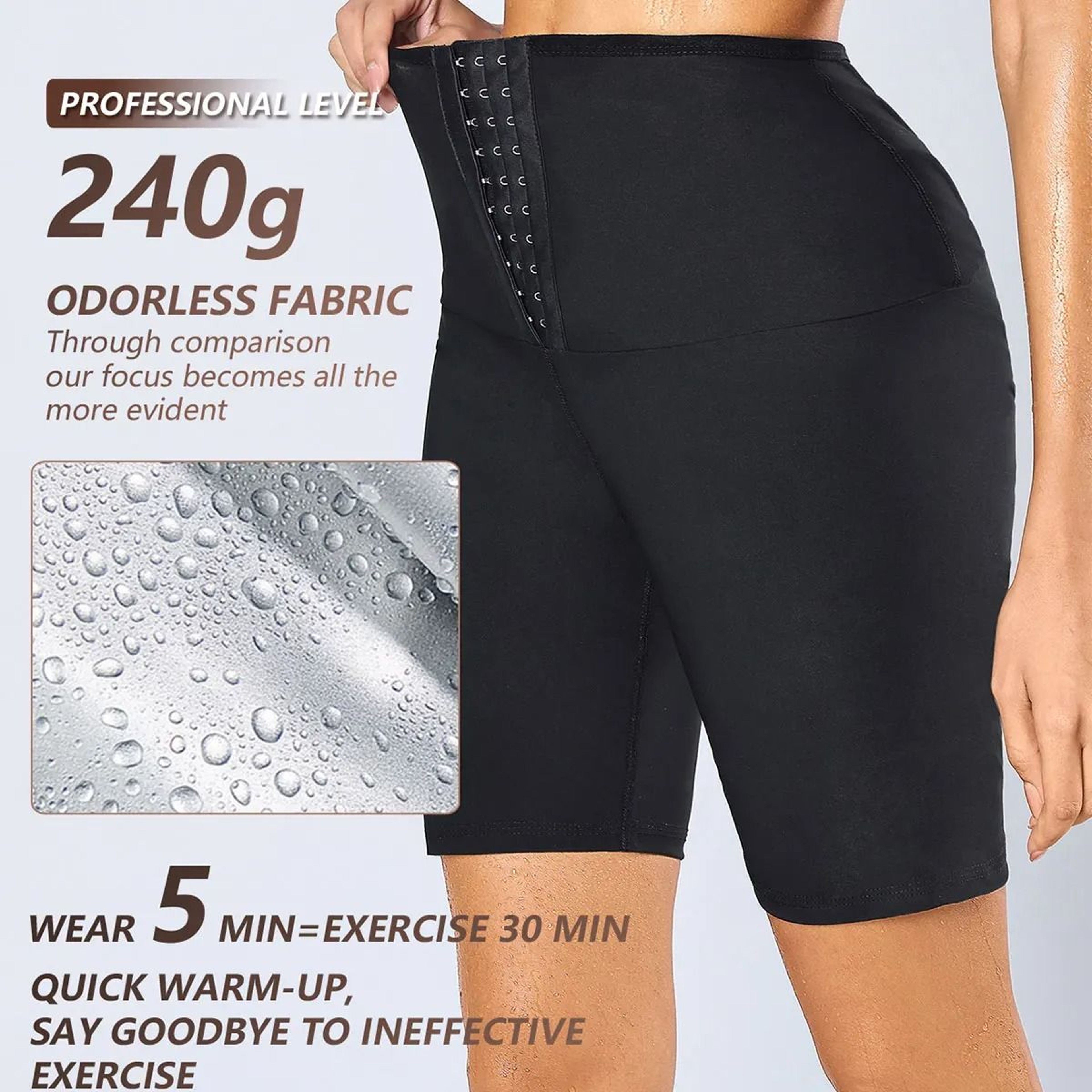 Womens High Waist Sauna Sweat Shorts 2