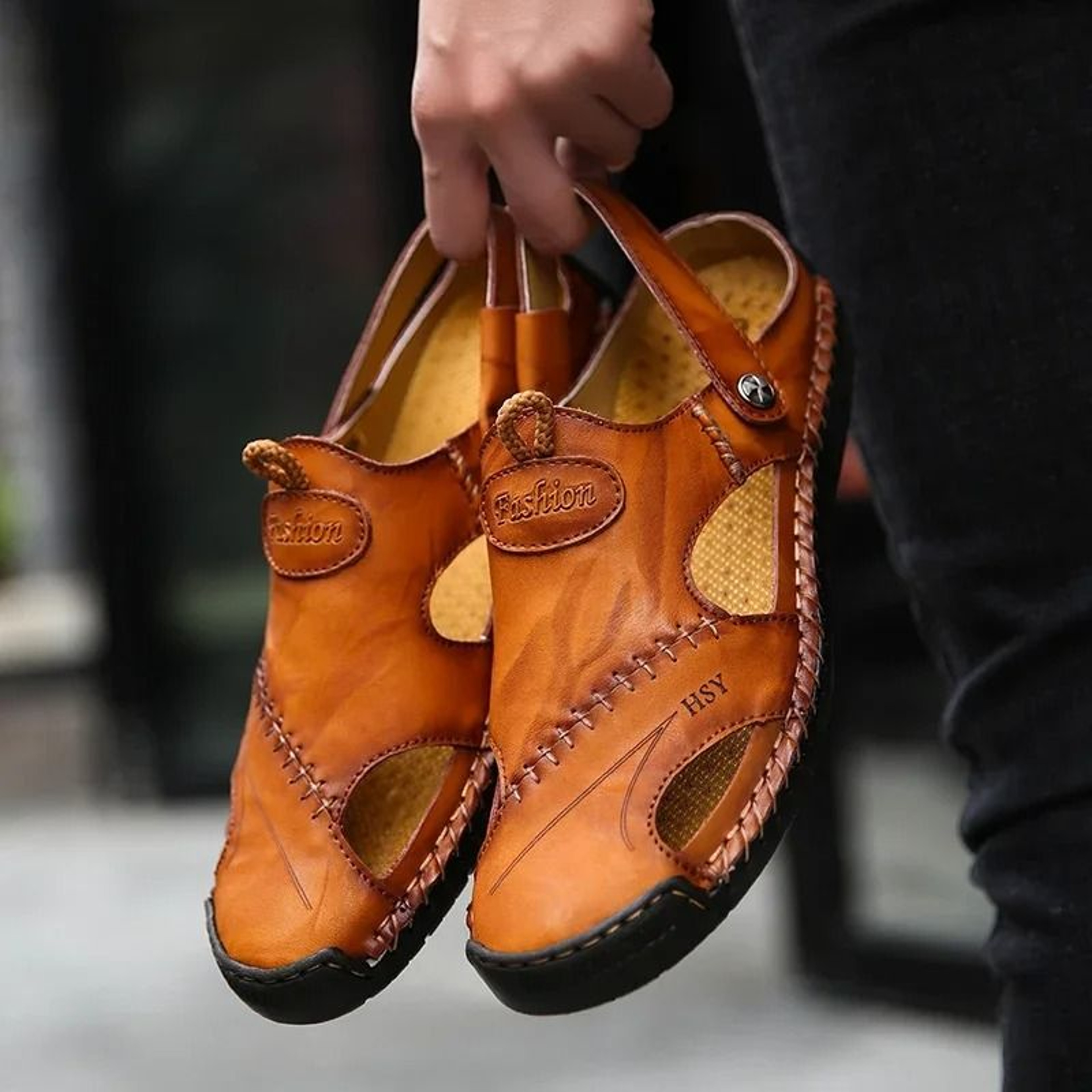 Mens Genuine Leather Outdoor Sandals 1
